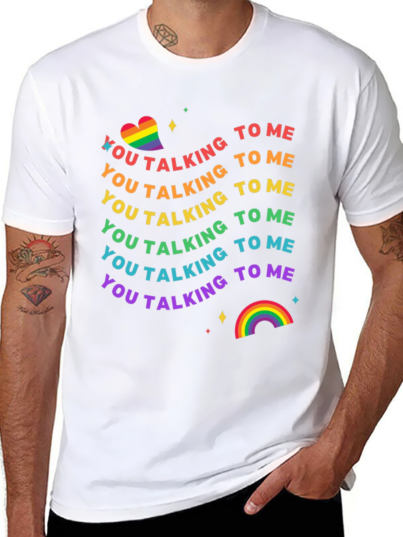 Black Rainbow Pride Talking to Me T-Shirt view 8