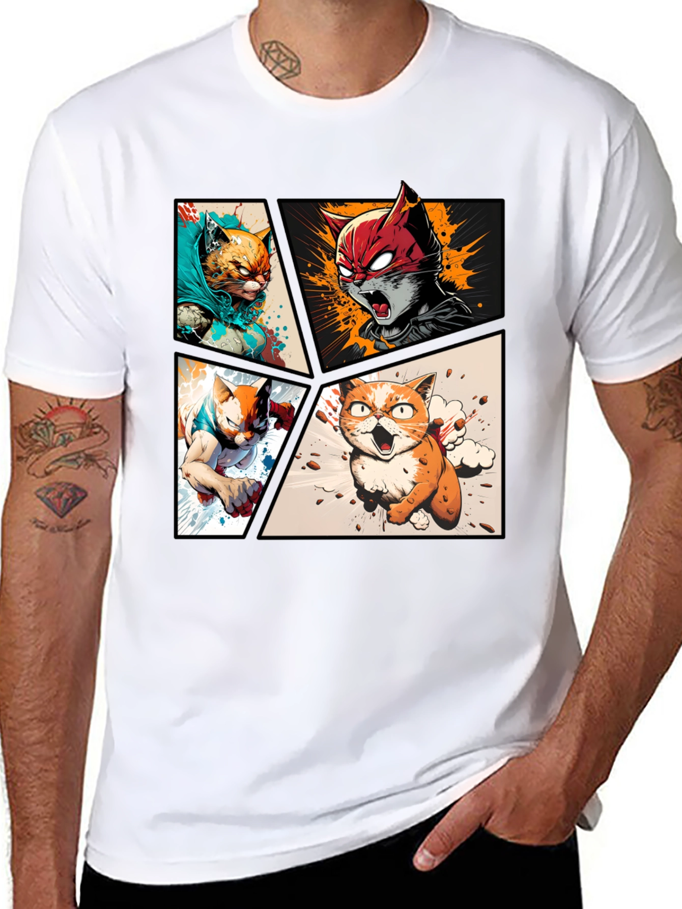 Black Hero Cat Comic T-Shirt - Stylish & Unique view 8