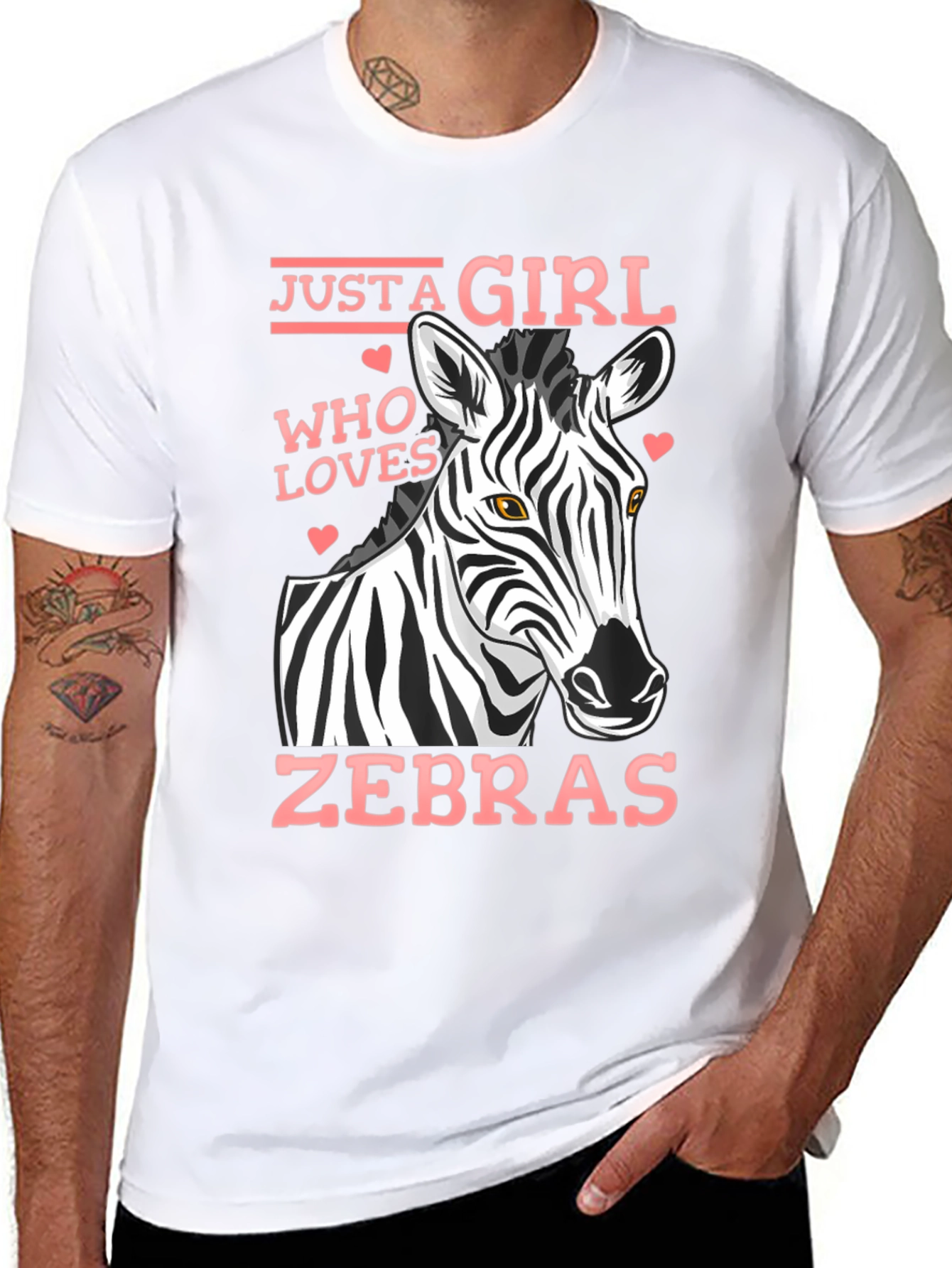 Black Just A Girl Who Loves Zebras T-Shirt view 8