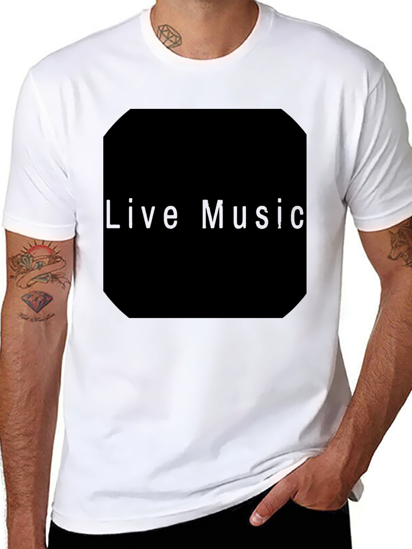 Black Men's Black Live Music Graphic Tee view 8