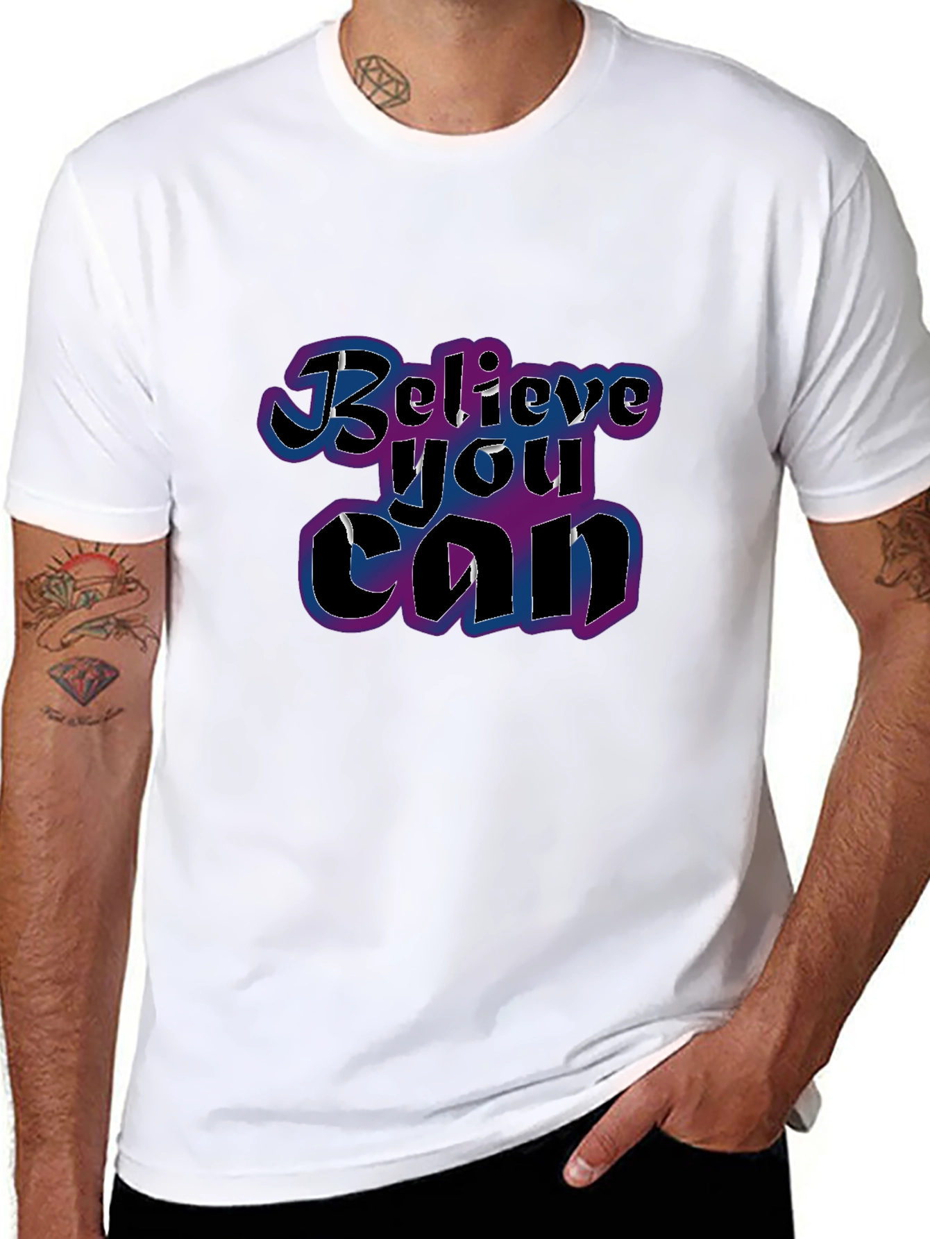 Black Believe You Can T-Shirt - Motivational Graphic Tee view 8