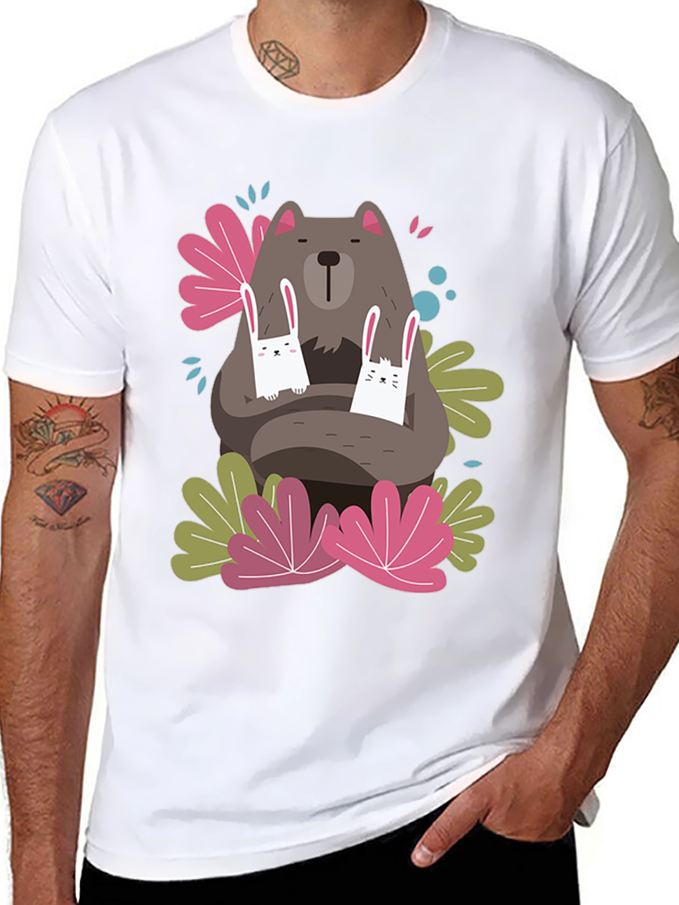 Black Bear and Bunny Graphic T-Shirt view 8