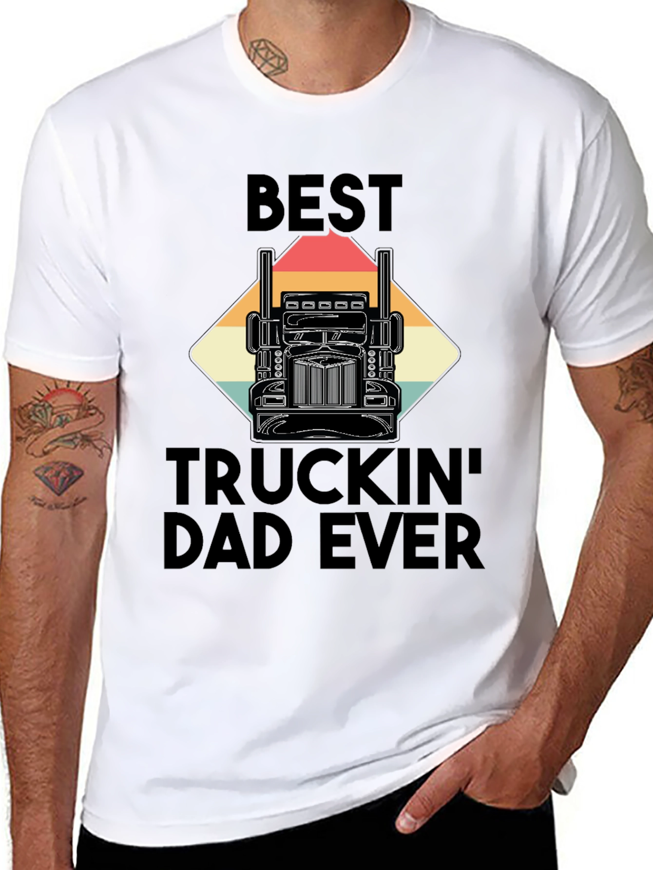 Black Best Truckin' Dad Ever T-Shirt - Black view 8