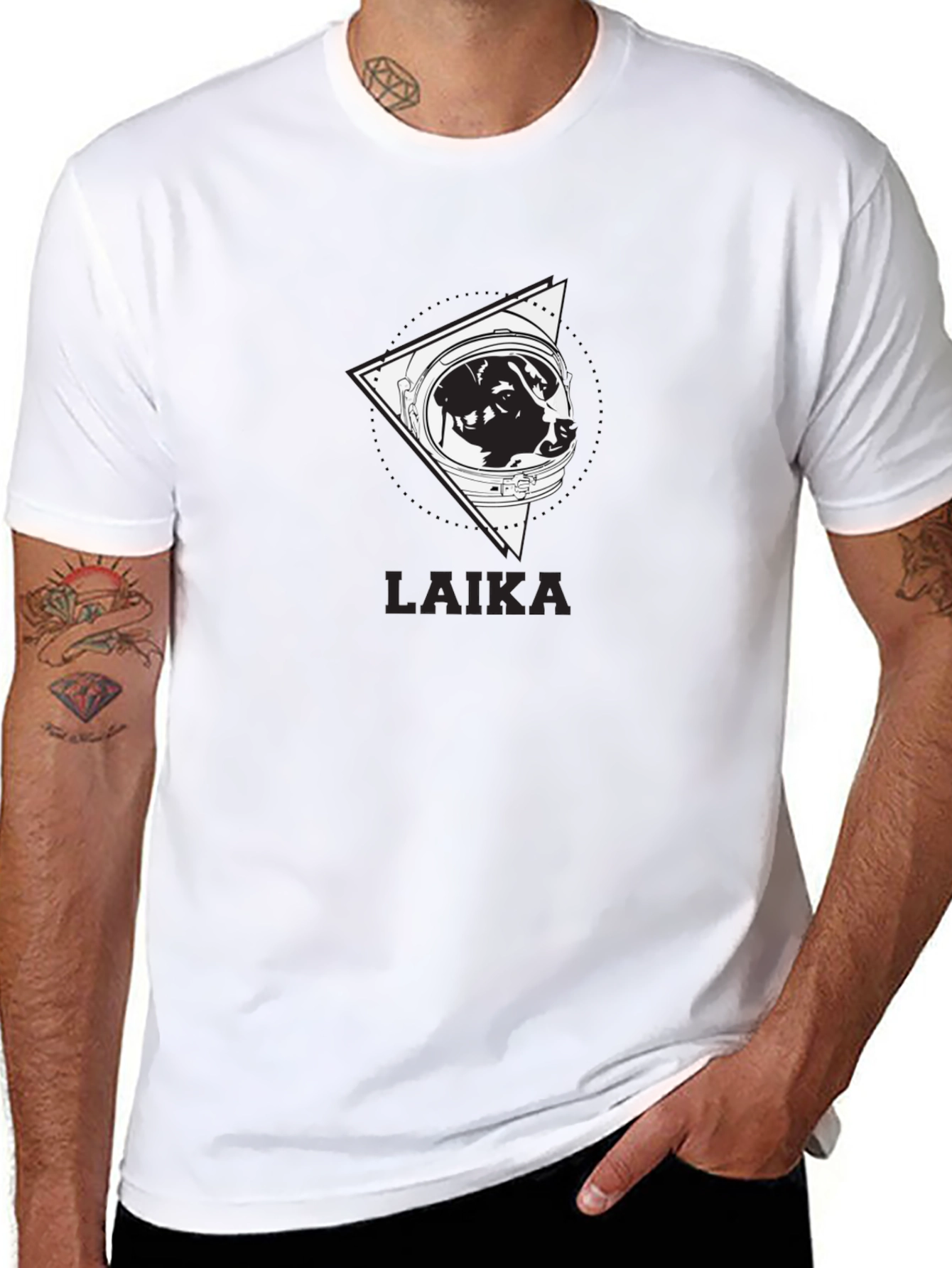Black Laika Space Dog Graphic Tee - Unisex view 8