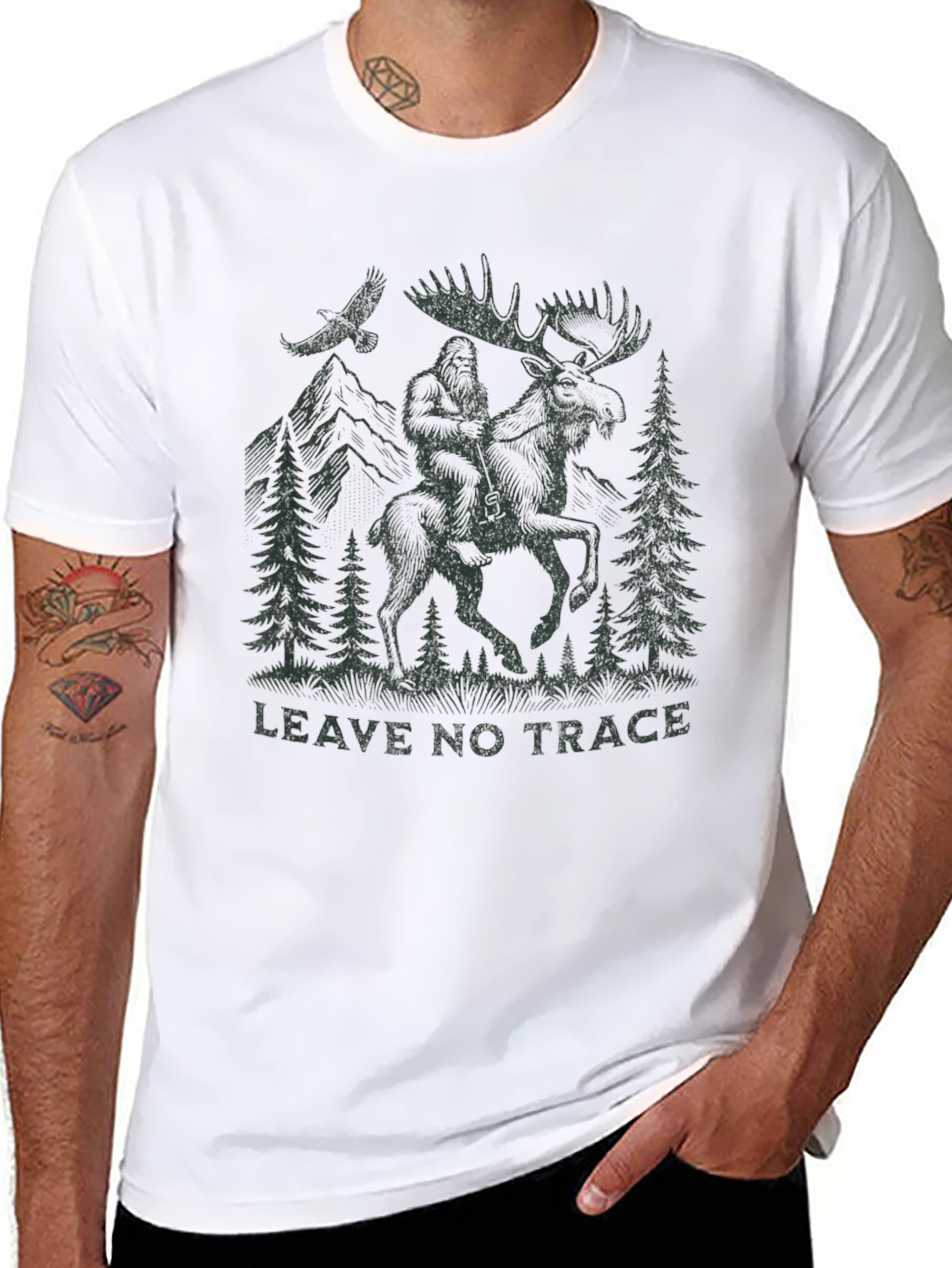 Black Leave No Trace Bigfoot Moose Graphic Tee view 8