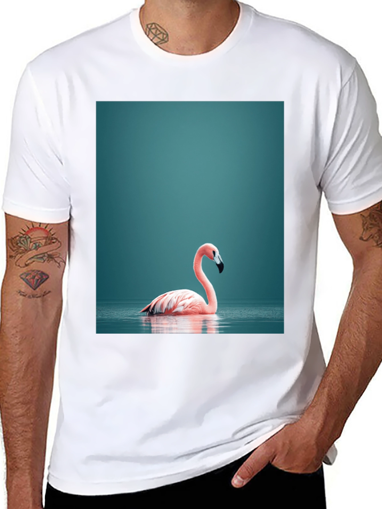 Black Flamingo Graphic Tee - Stylish Black Cotton T-Shirt view 8