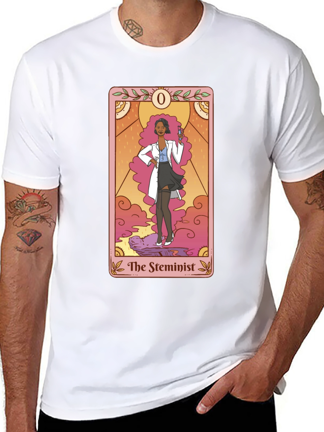 Black The Steminist Tarot Card T-Shirt - Black view 8