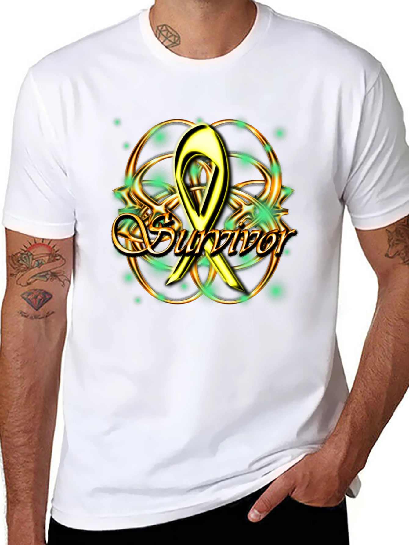 Black Survivor Awareness Ribbon Graphic Tee view 8