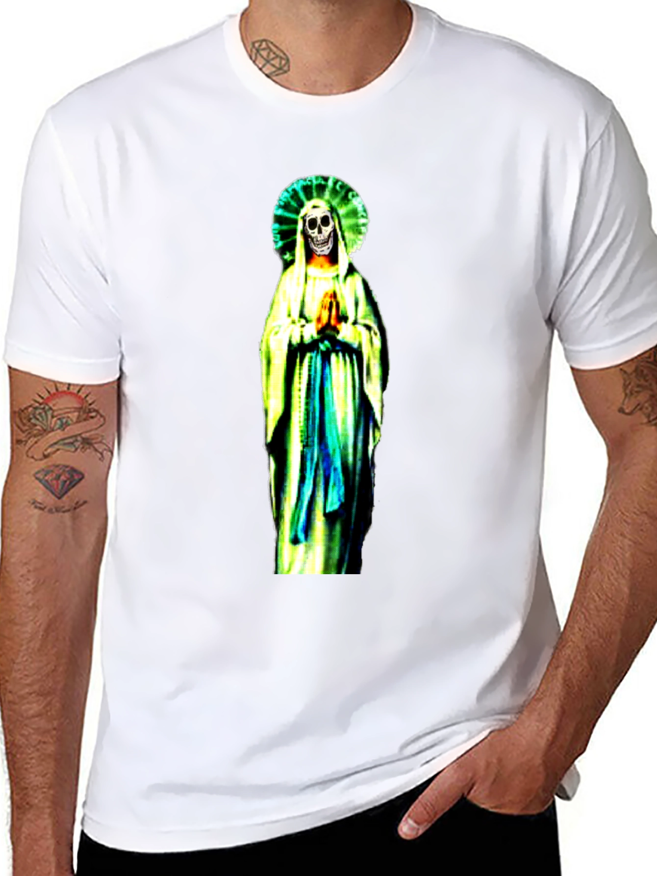 Black Grim Reaper Virgin Mary T-Shirt - Black view 8