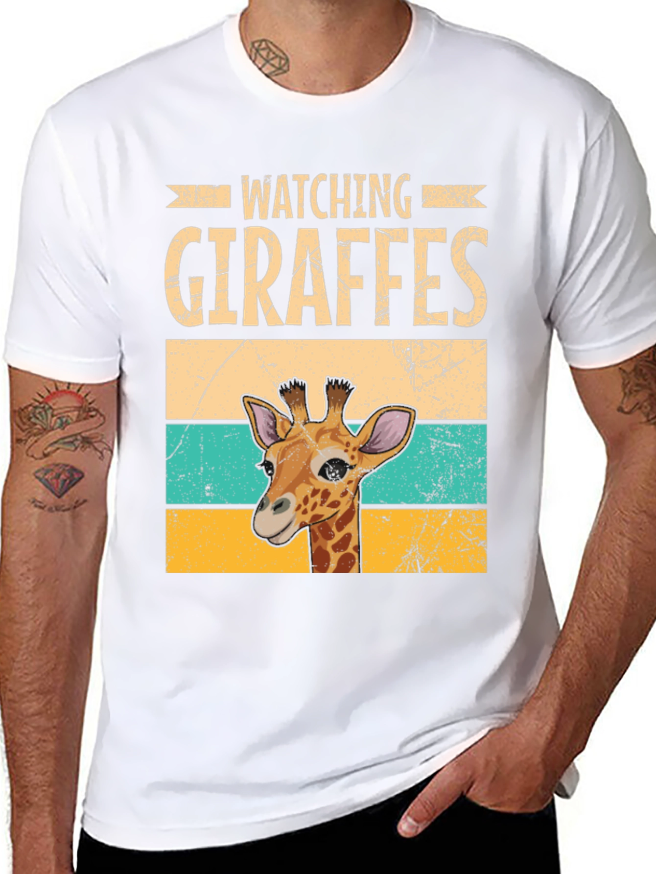 Black Watching Giraffes Graphic Tee - Unisex Soft Cotton T-Shirt view 8