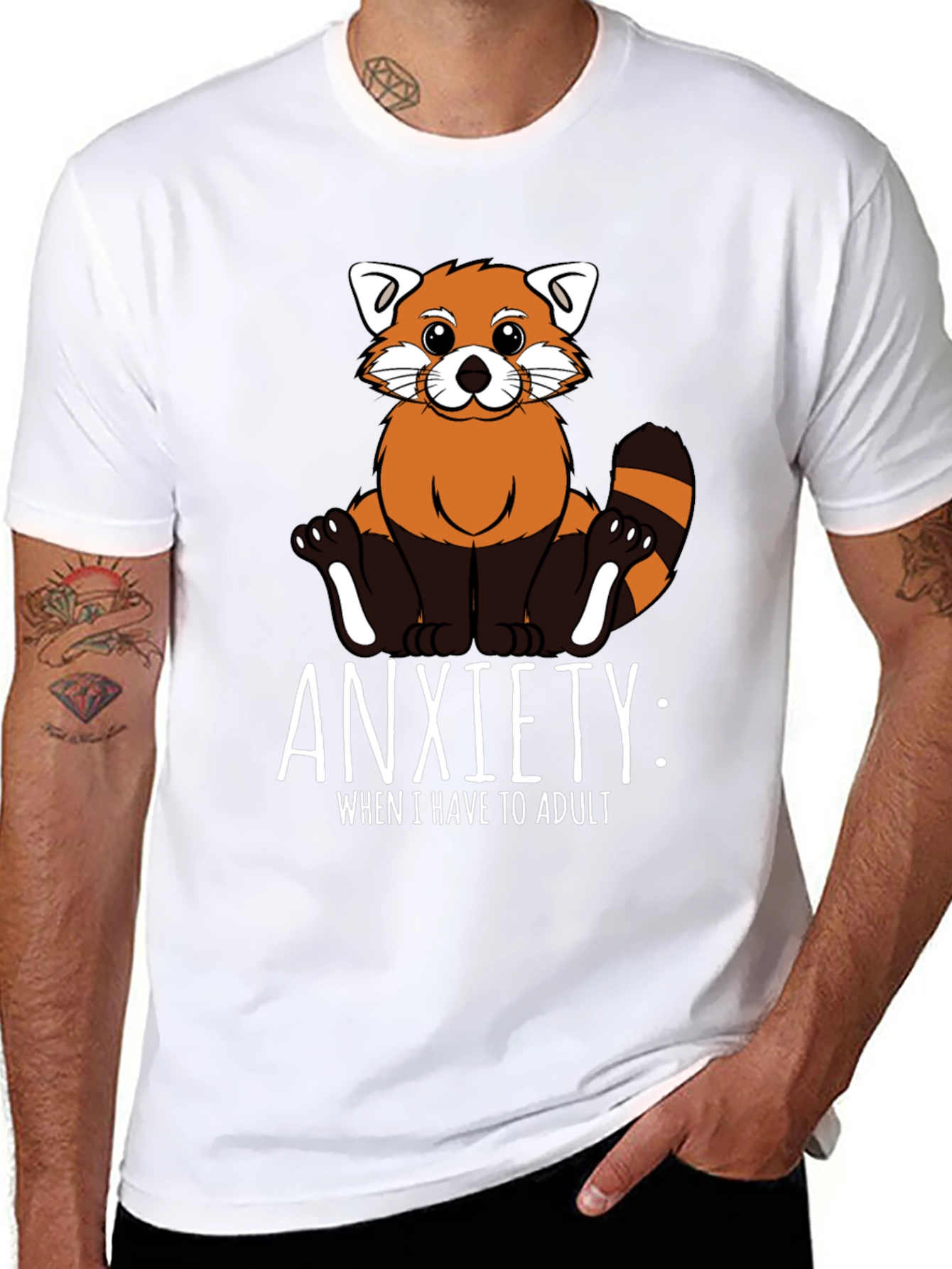 Black Anxiety Red Panda Adulting T-Shirt view 8