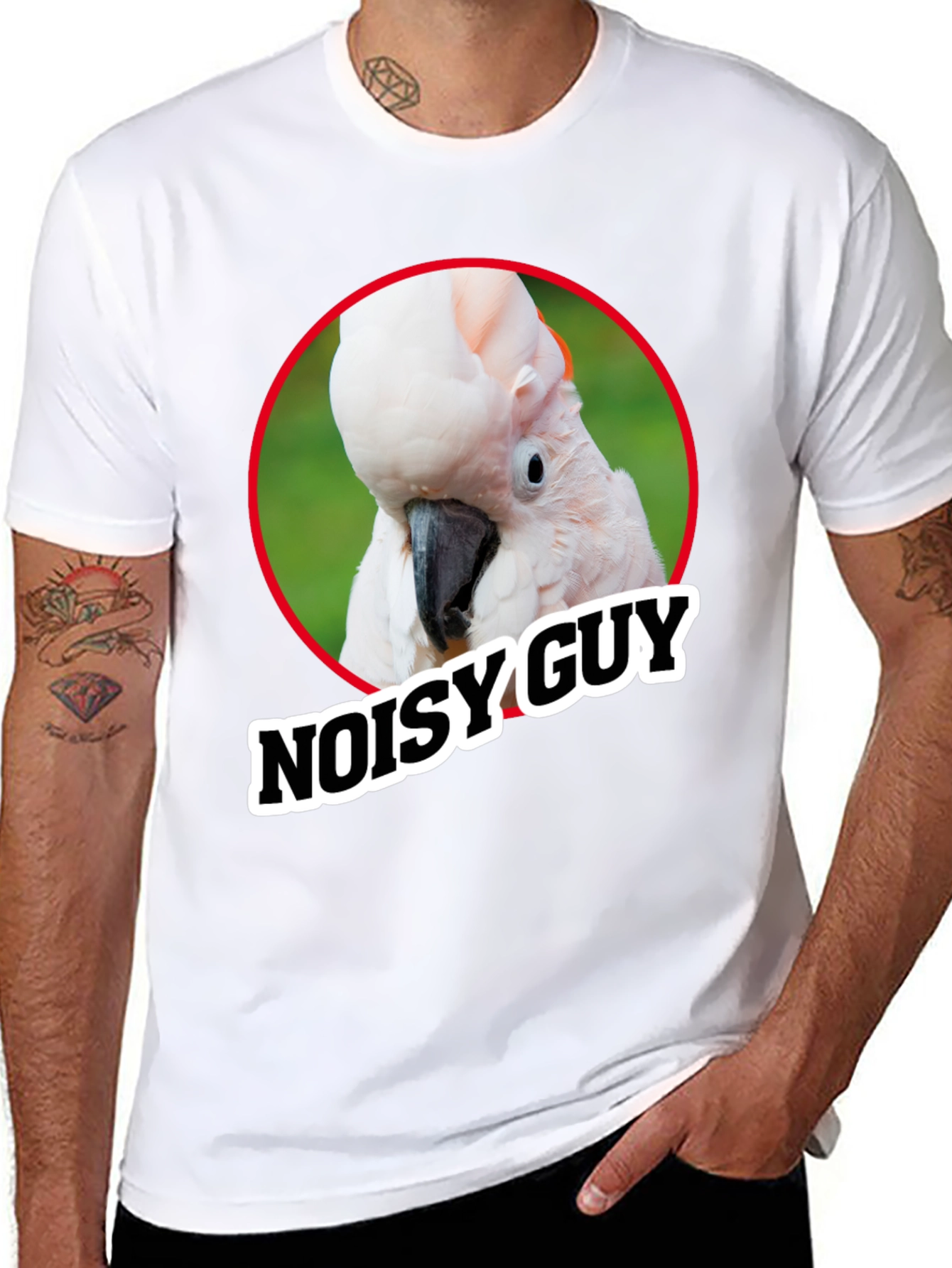 Black Noisy Guy Parrot Graphic Tee - Unique Bird Lover Shirt view 8