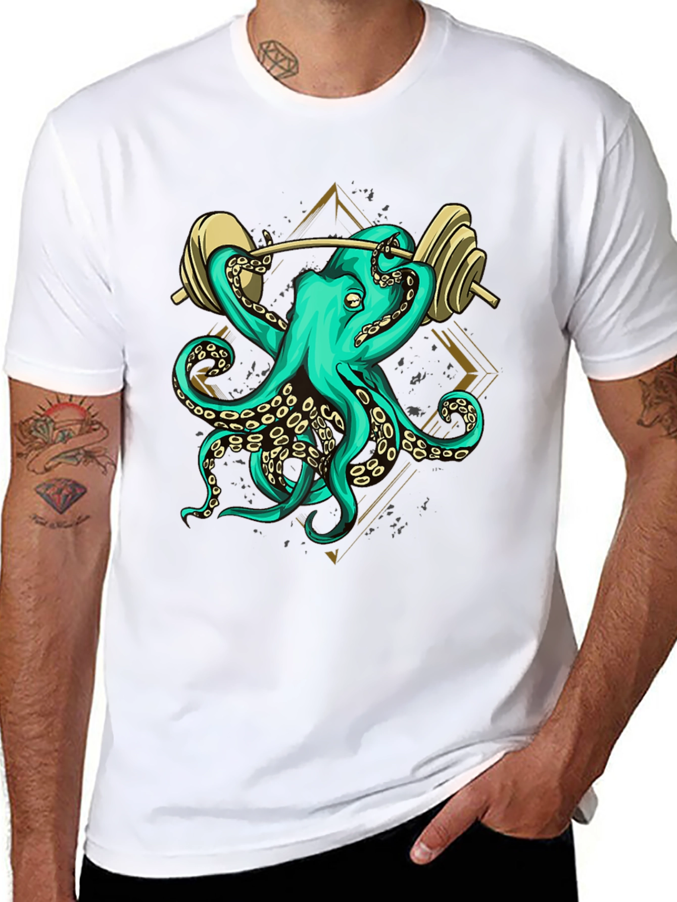 Octopus Lifting Weights Graphic Tee - 8