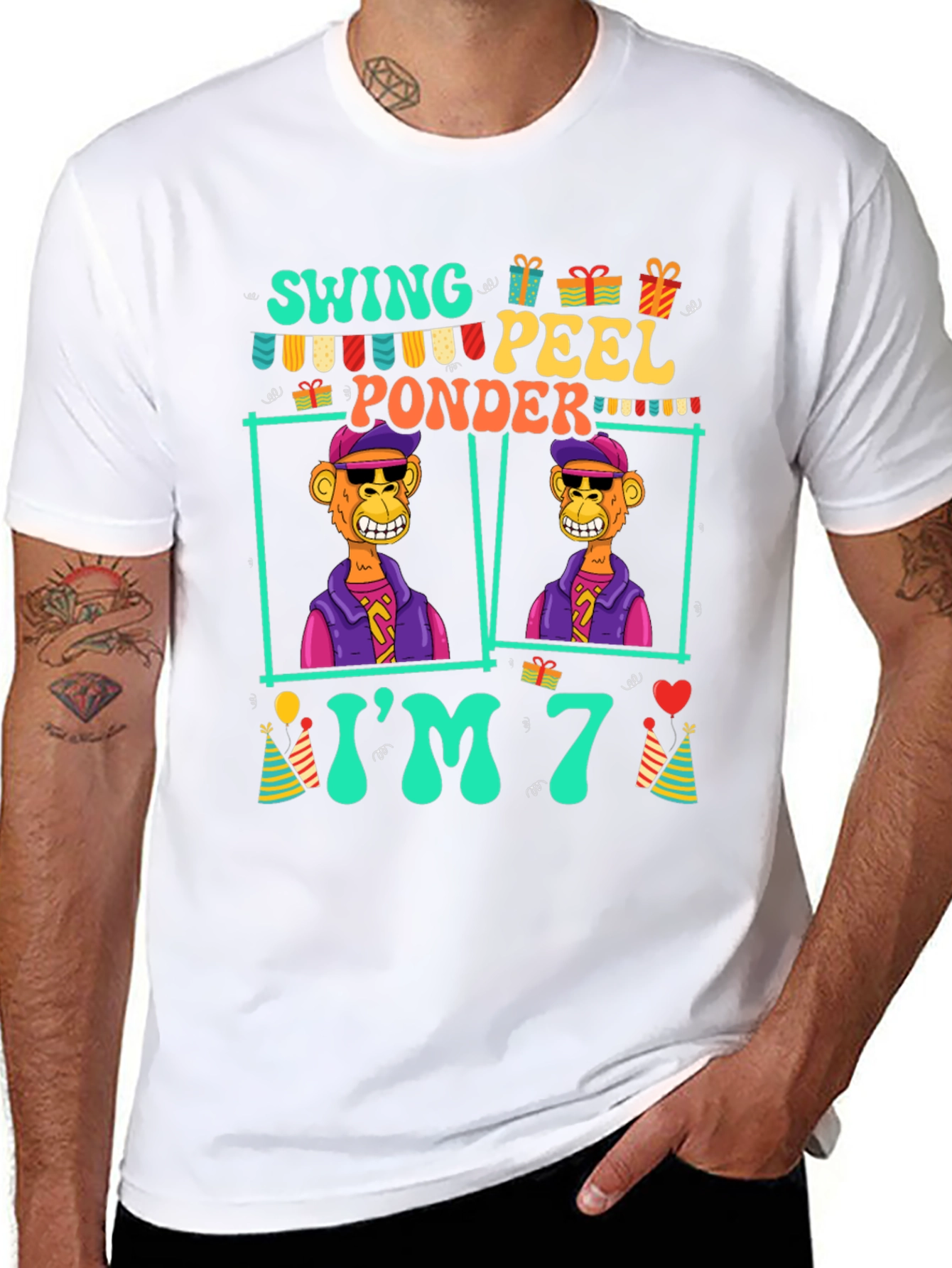 Funny 7th Birthday Ape T-Shirt - 8