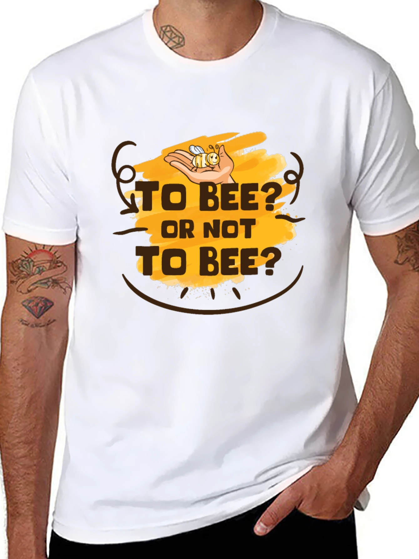 Black To Bee? Men's Graphic Tee - Black Cotton T-Shirt view 8