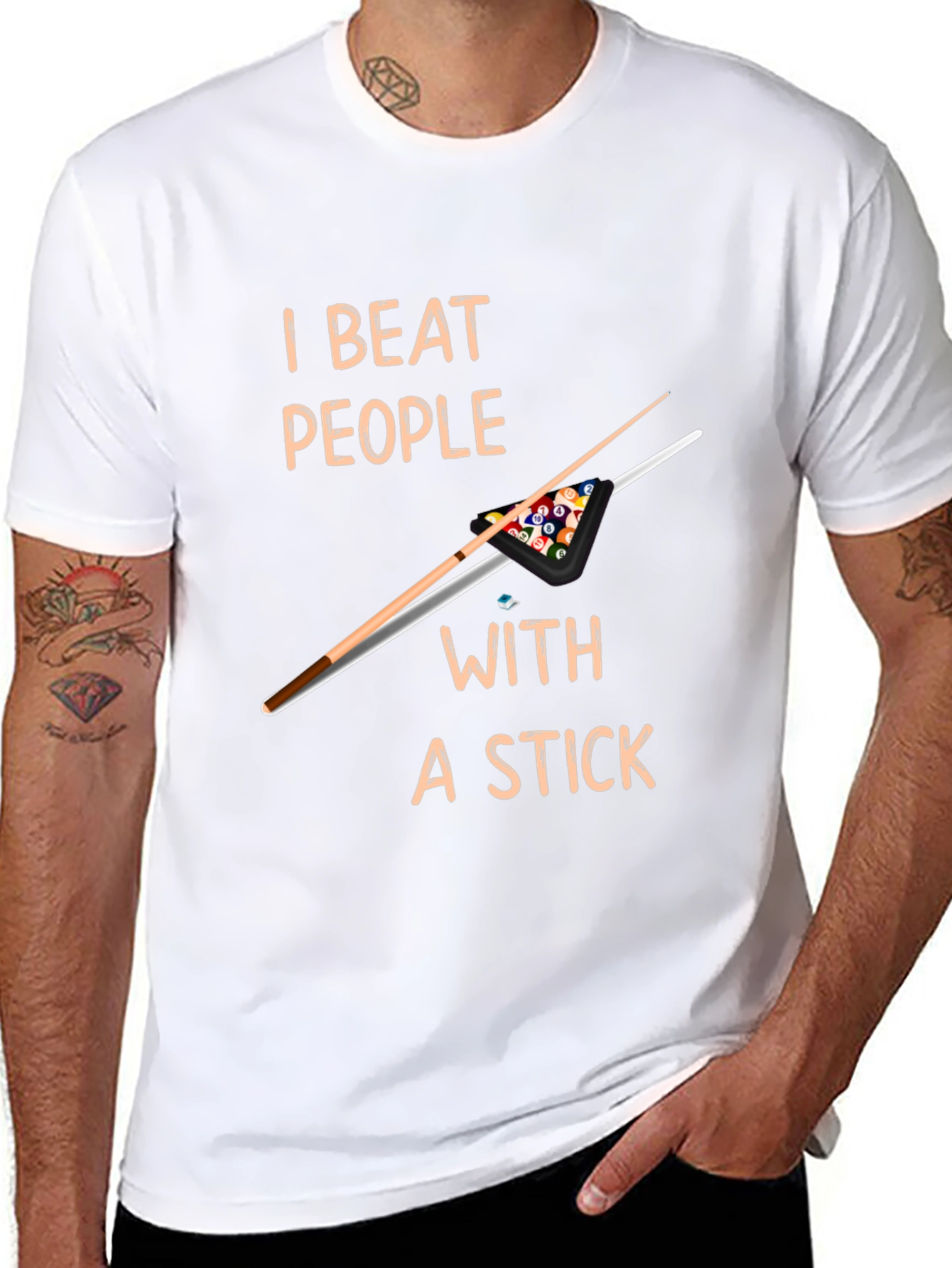Black I Beat People With a Stick T-Shirt - Billiards  view 8