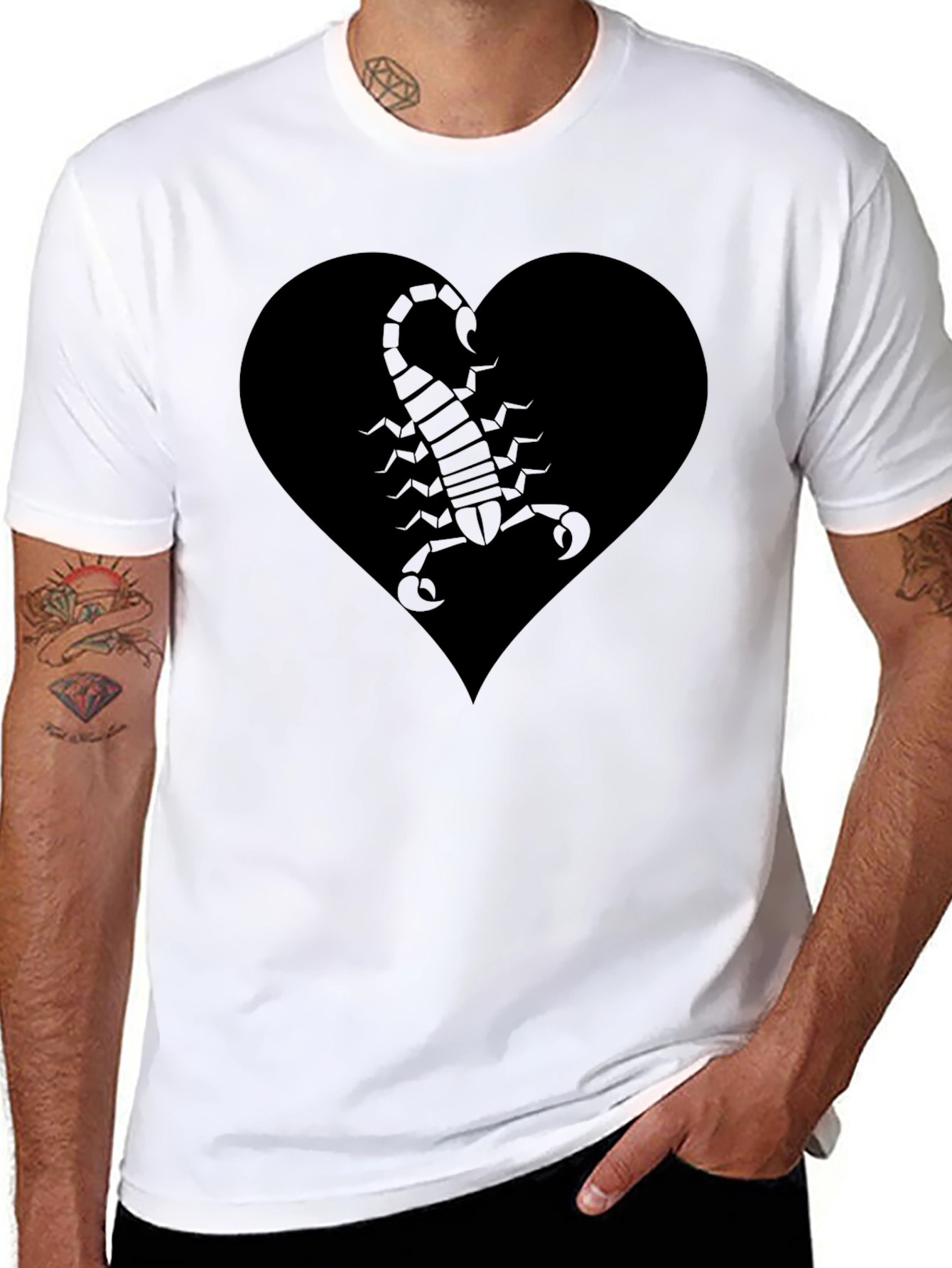 Black Heart Scorpion Graphic Tee - Black view 8