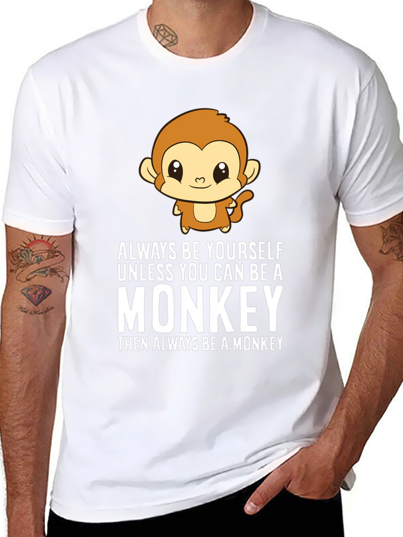 Black Always Be Yourself Monkey Graphic T-Shirt view 8