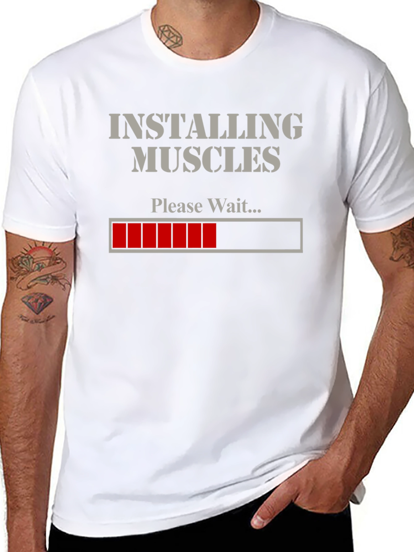 Black Installing Muscles Funny Gym T-Shirt view 8