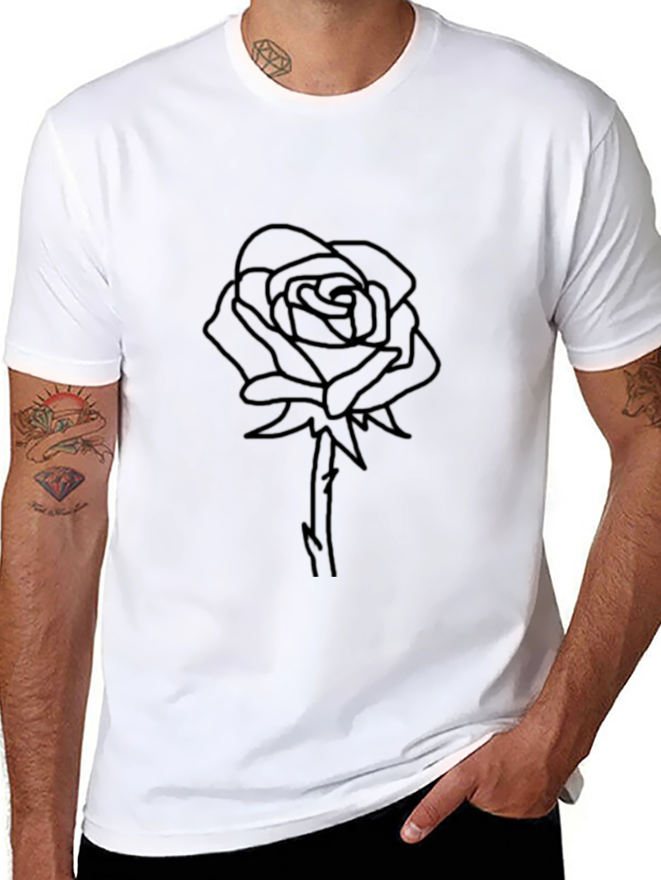 Black Rose Graphic Black T-Shirt - Stylish Minimalist Design view 8