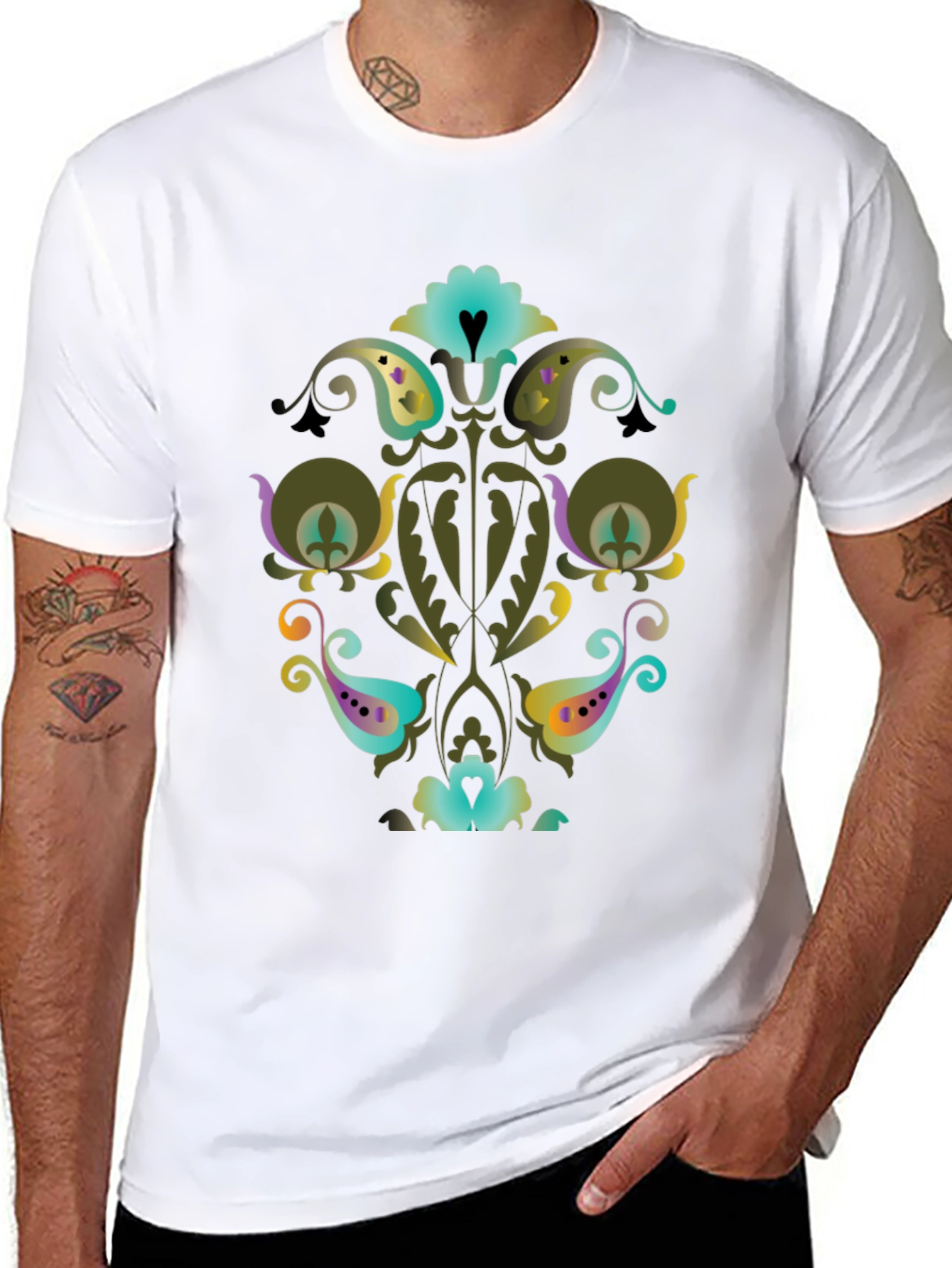 Ornate Floral Paisley Graphic Tee - 8