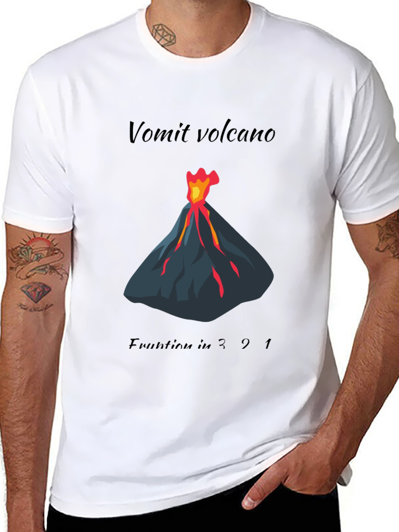 Black Vomit Volcano Eruption Graphic Tee view 8