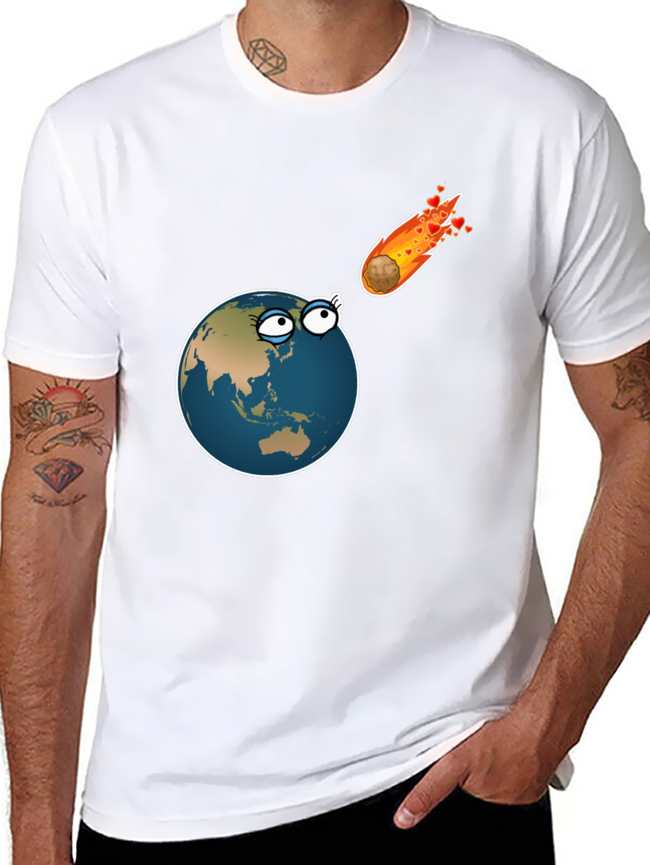 Black Earth Meets Comet Love Funny T-Shirt view 8