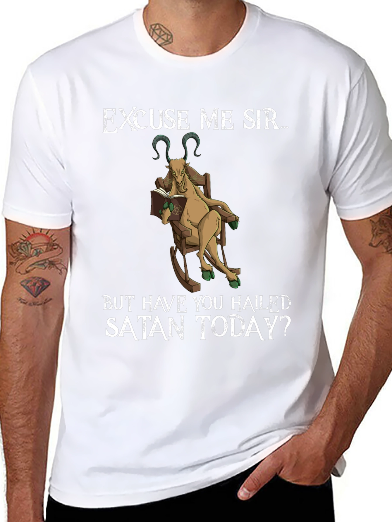 Black Excuse Me Sir Satan Goat Tee view 8