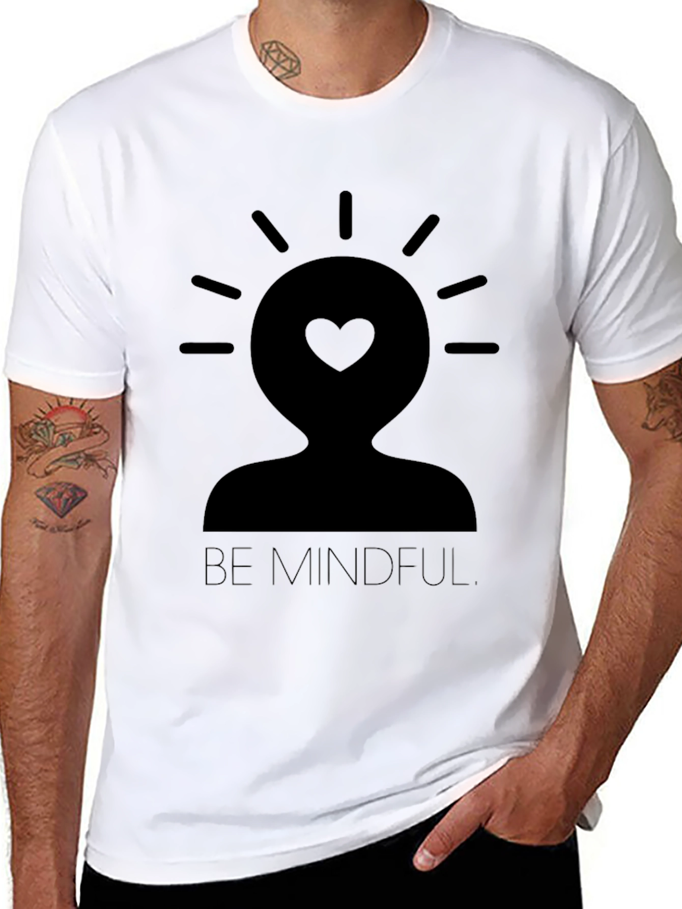 Black Mindful Heart Graphic Tee - Black view 8