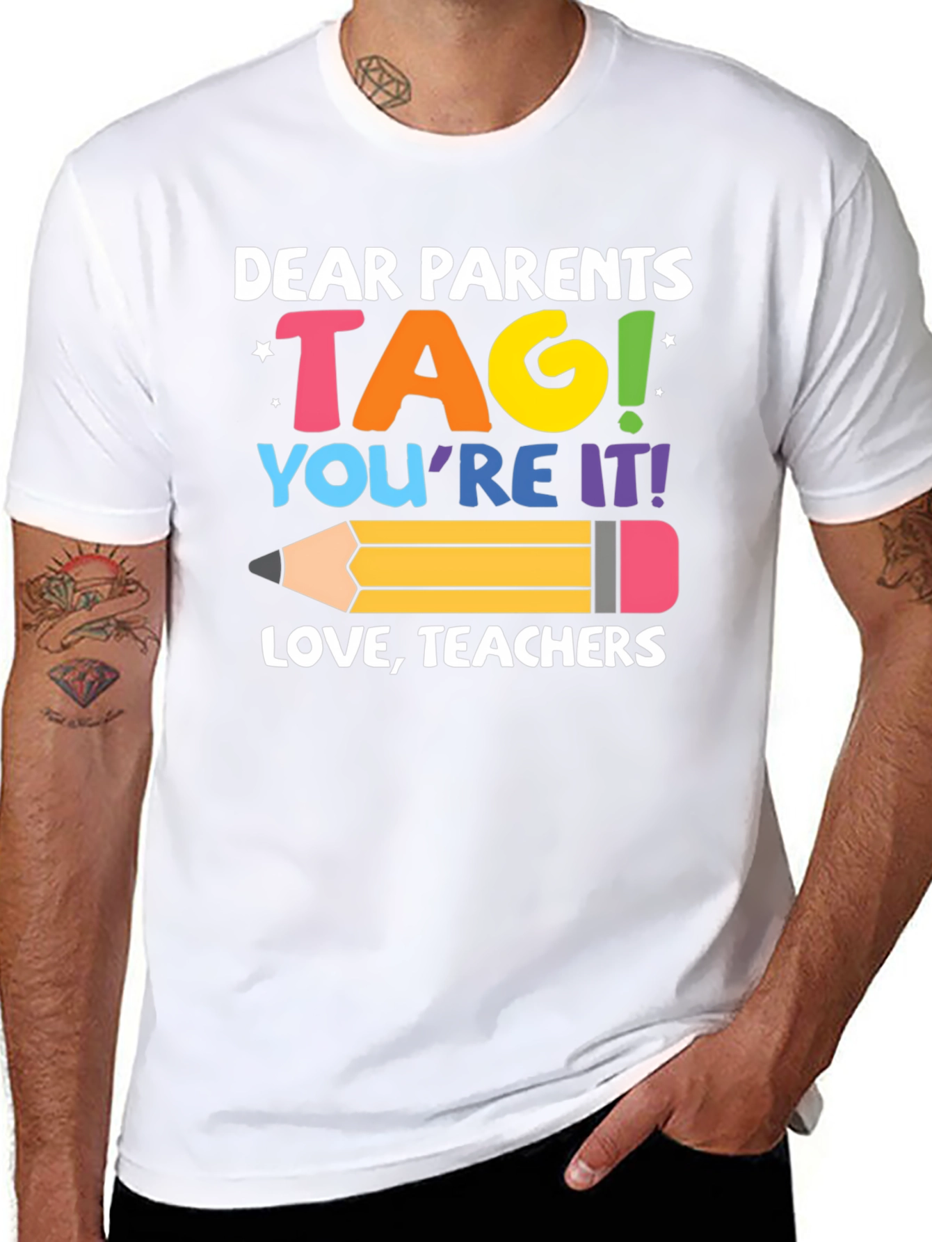 Black Dear Parents TAG Teachers T-Shirt view 8