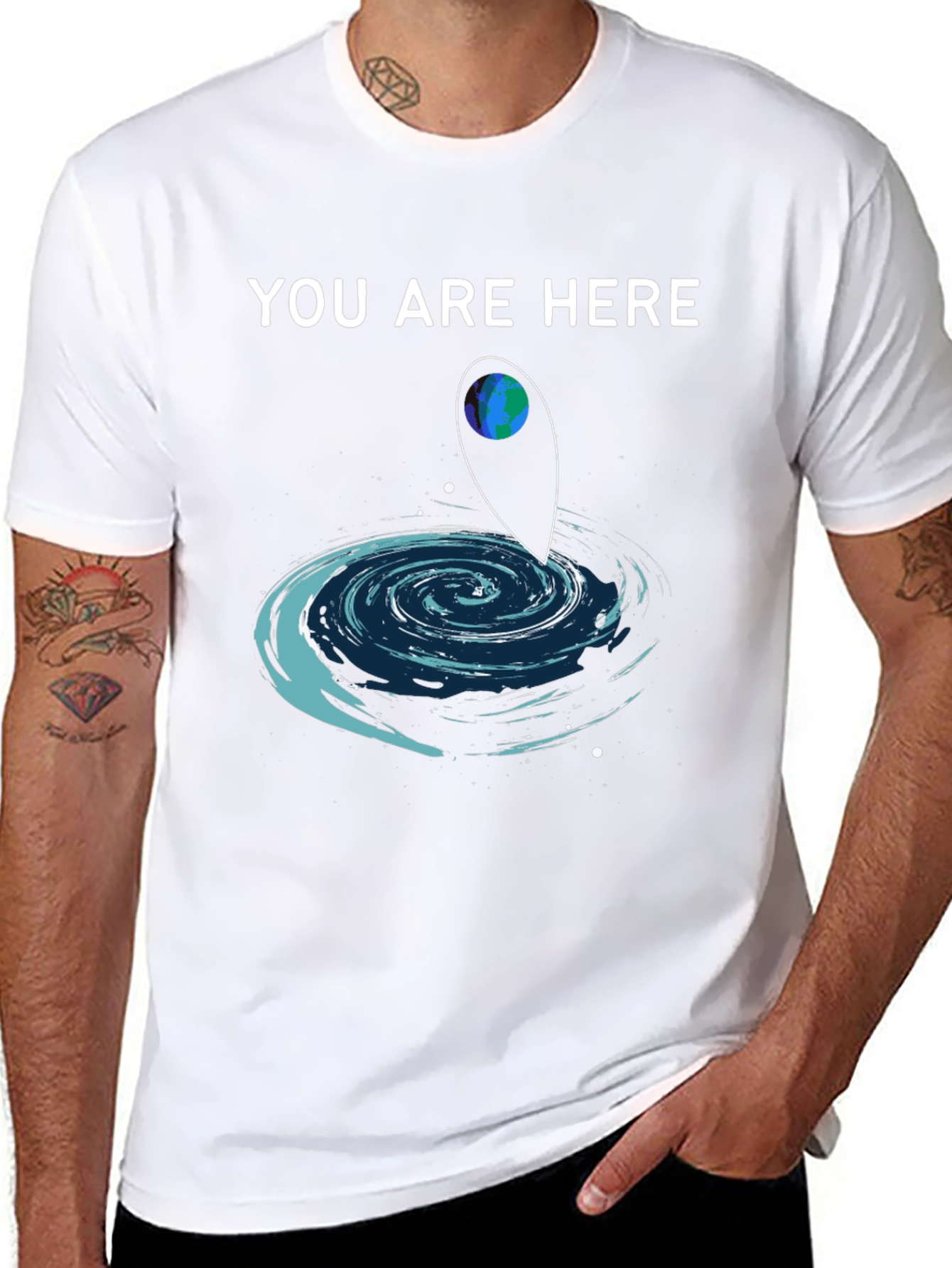 Black You Are Here T-Shirt Galaxy Design view 8
