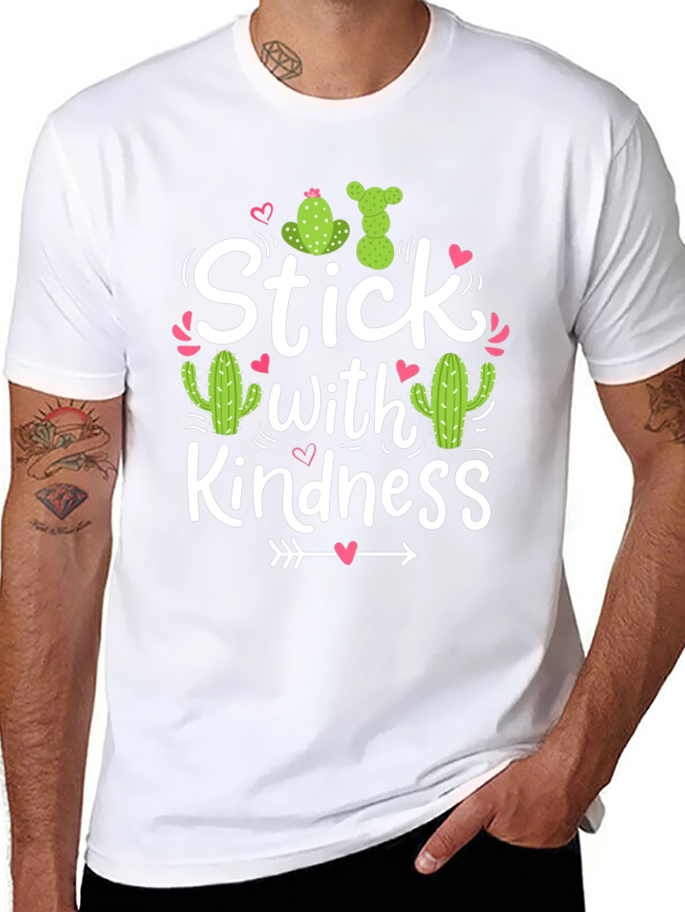 Black Stick With Kindness T-Shirt Cactus Love view 8