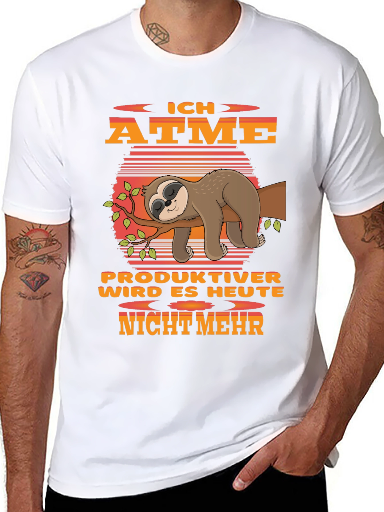 Black Ich Atme Sloth Graphic T-Shirt view 8
