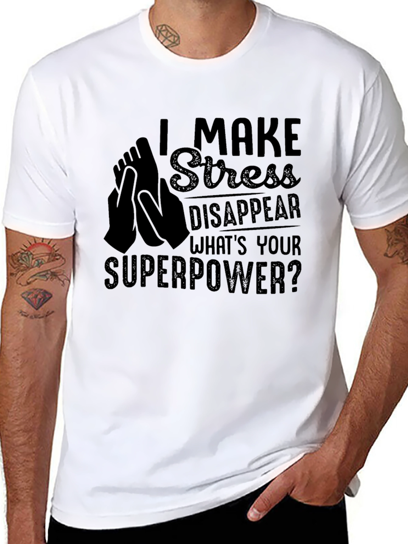 Black I Make Stress Disappear T-Shirt view 8