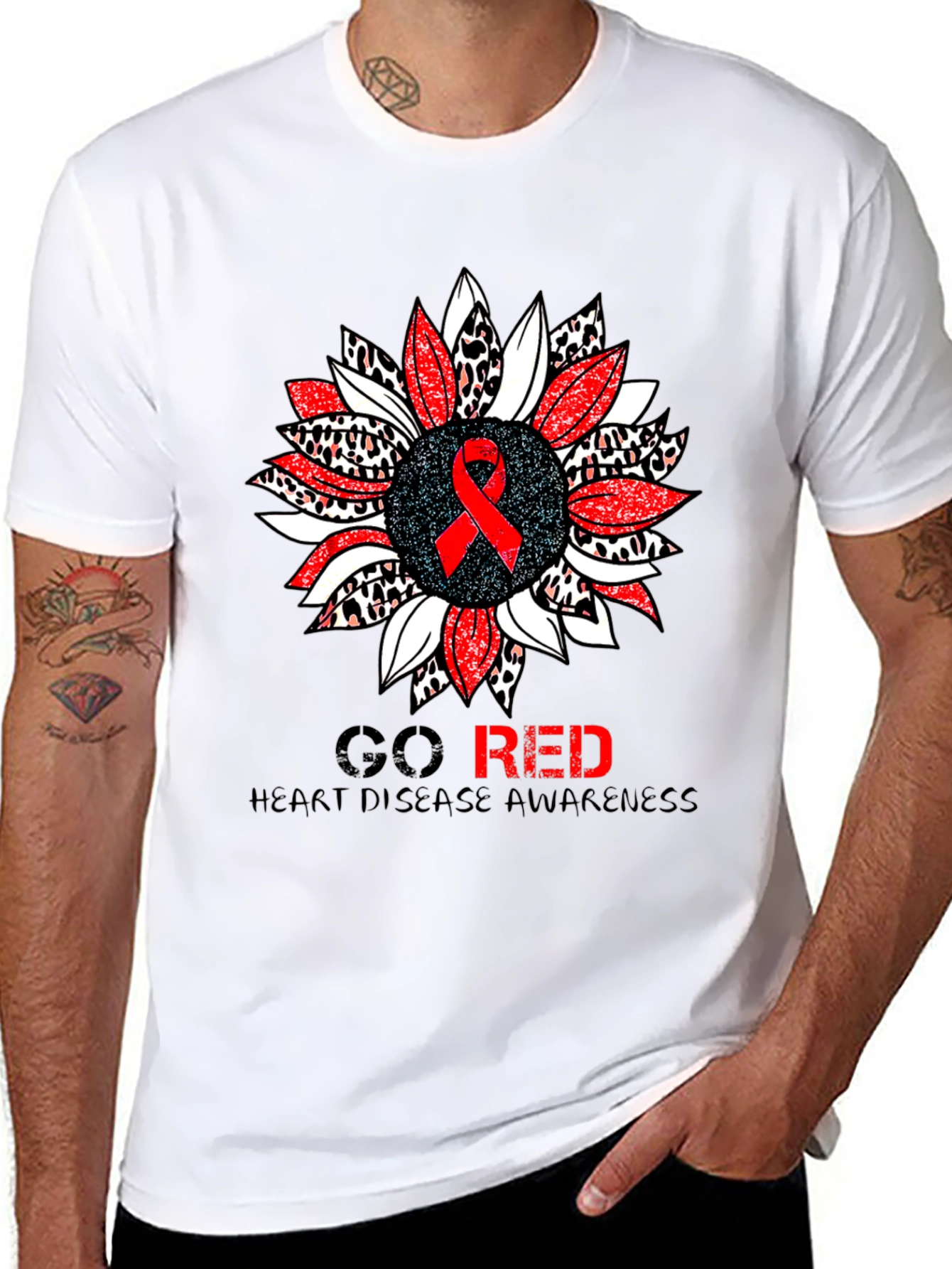 Black Go Red Heart Disease Awareness T-Shirt view 8