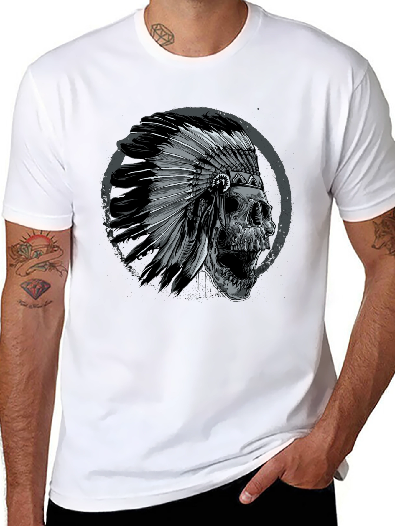 Black Skull Chief T-Shirt - Edgy Graphic Tee for Men view 8