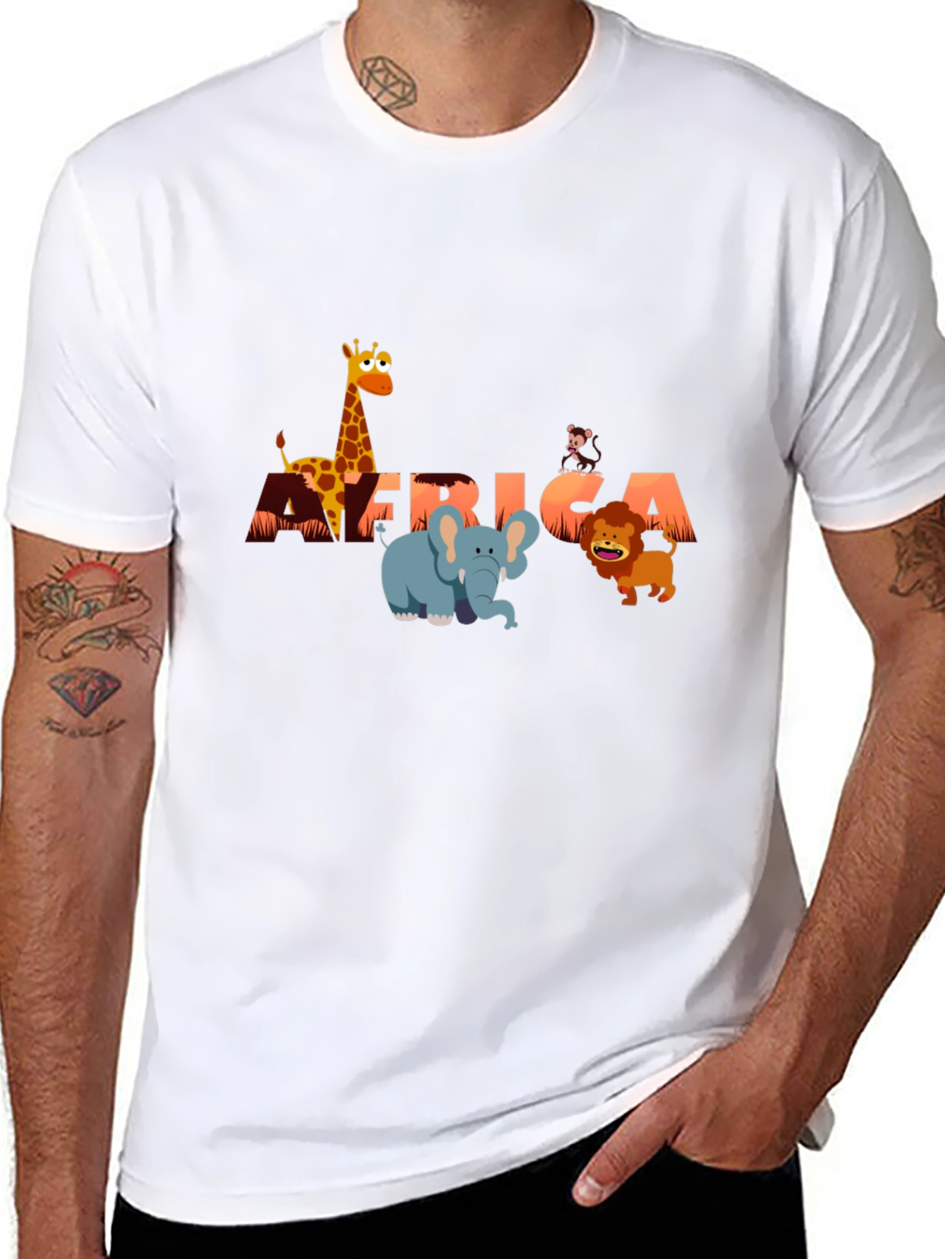 Black Africa Animals Graphic Tee - Fun Safari Shirt view 8