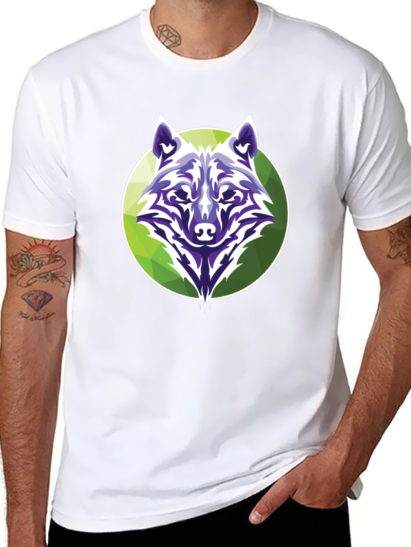 Black Wolf Graphic Tee - Modern Geometric Design view 8