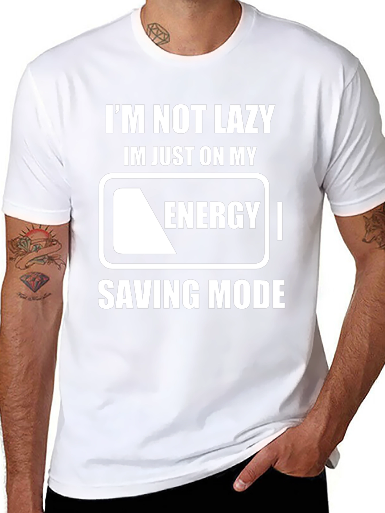 Black Funny Energy Saving Mode T-Shirt view 8