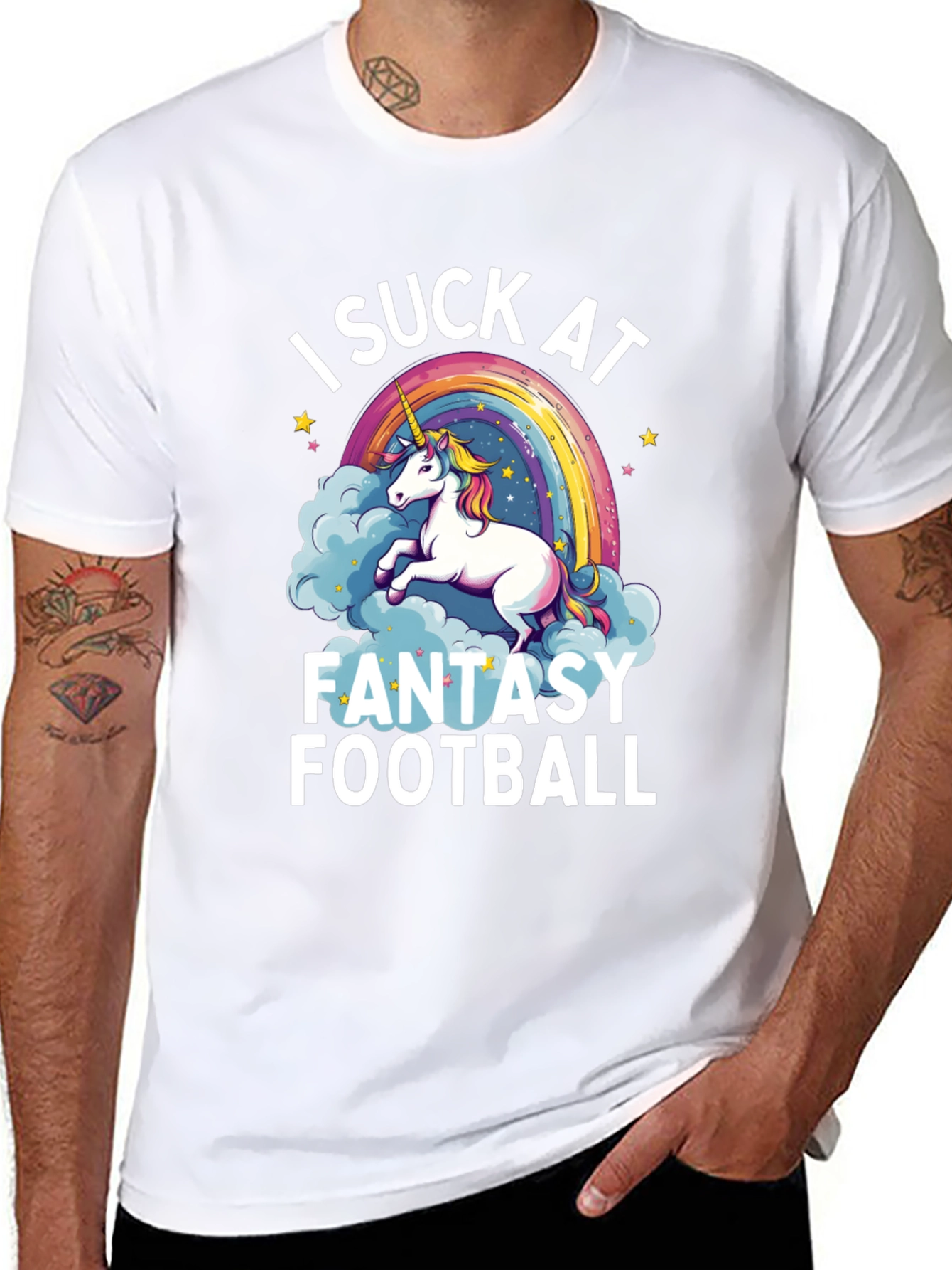 Black I Suck at Fantasy Football T-Shirt view 8