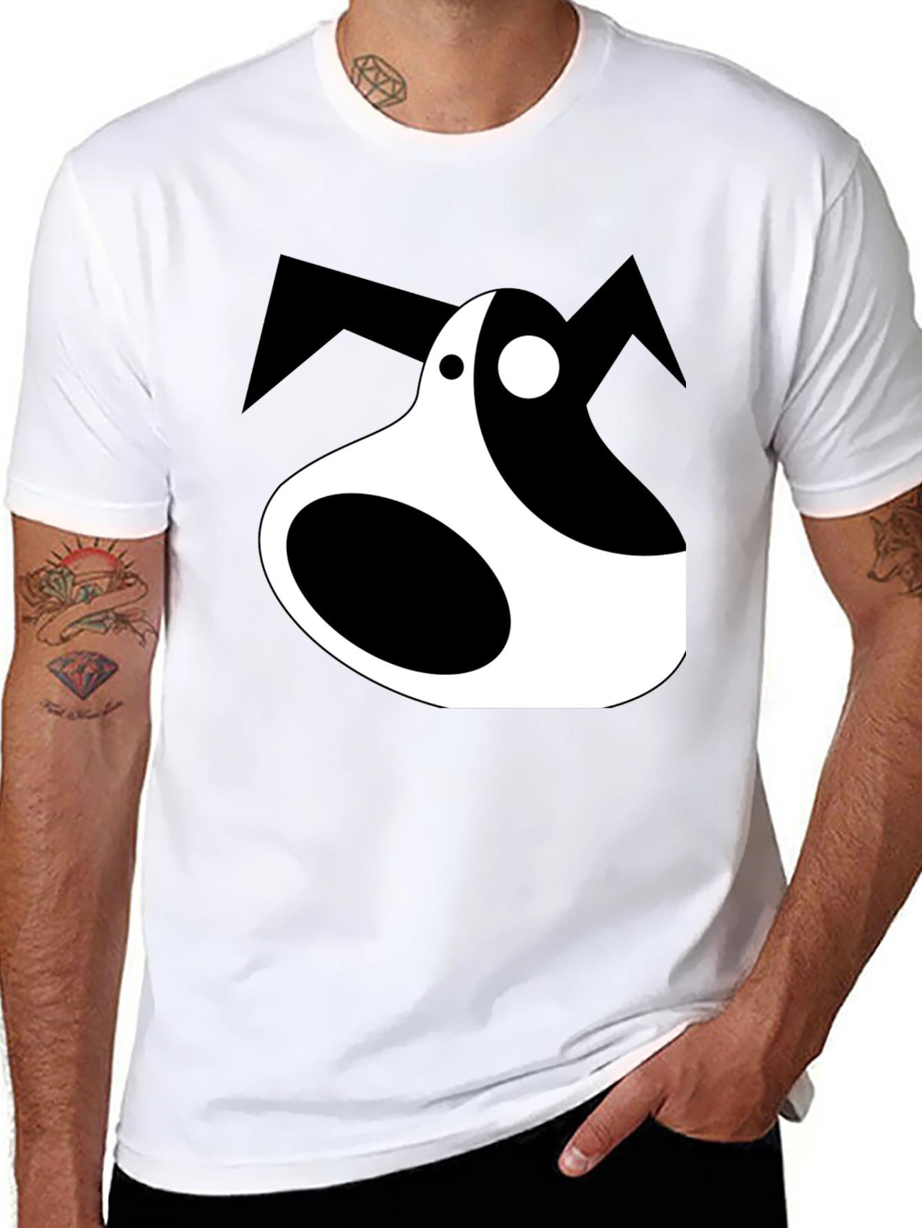 Black Abstract Dog Graphic Tee - Black Unisex T-Shirt view 8