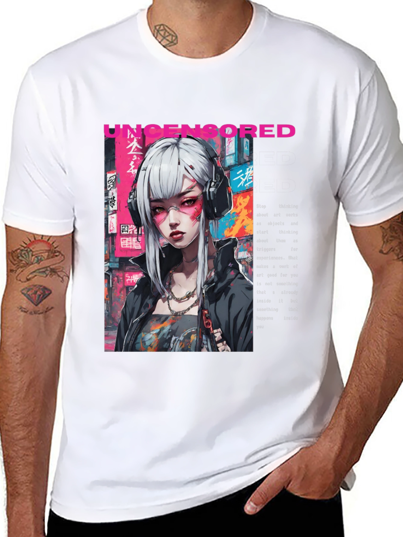 Black Uncensored Anime Girl Graphic T-Shirt view 8