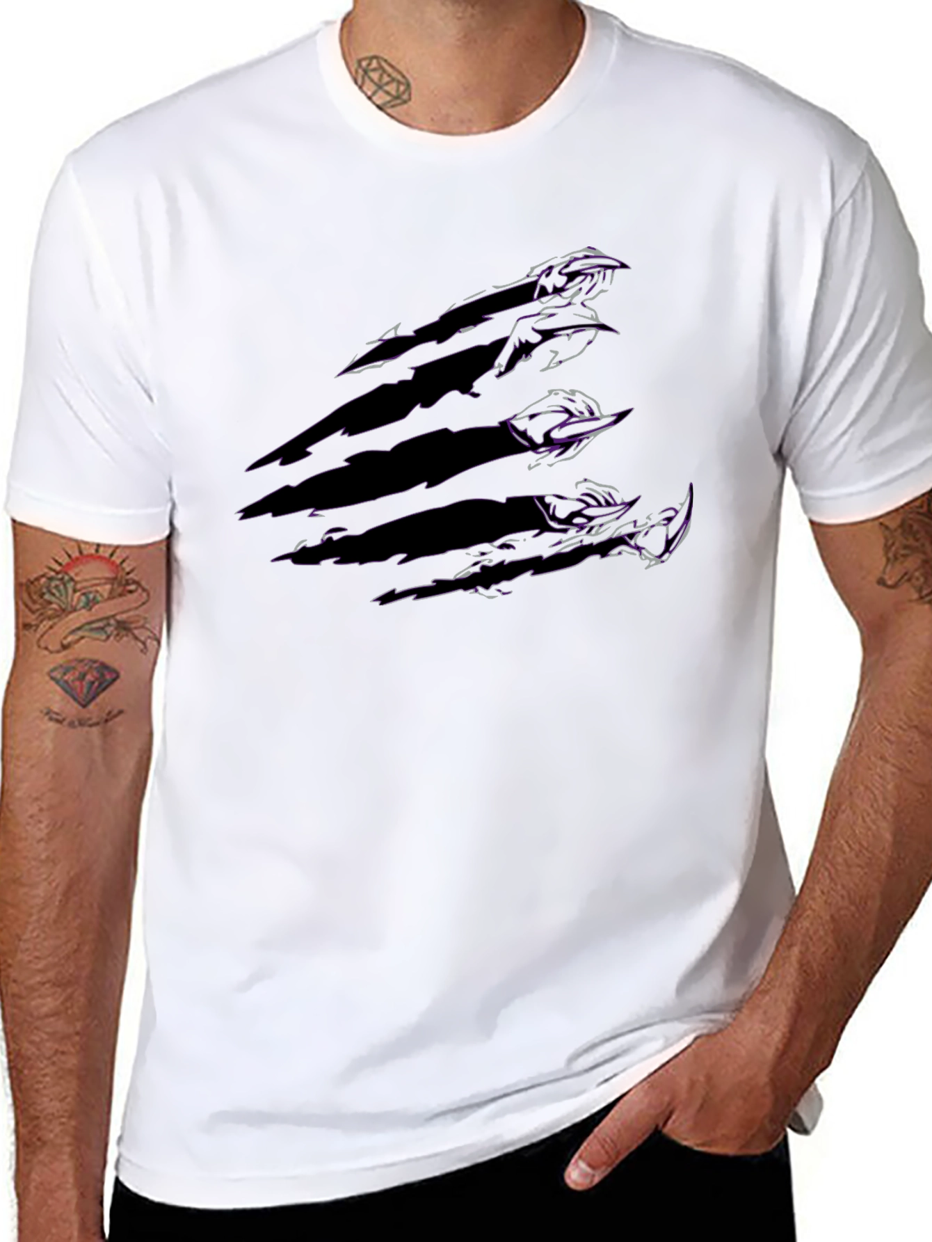 Black Claw Mark T-Shirt - Edgy Graphic Tee for Men view 8
