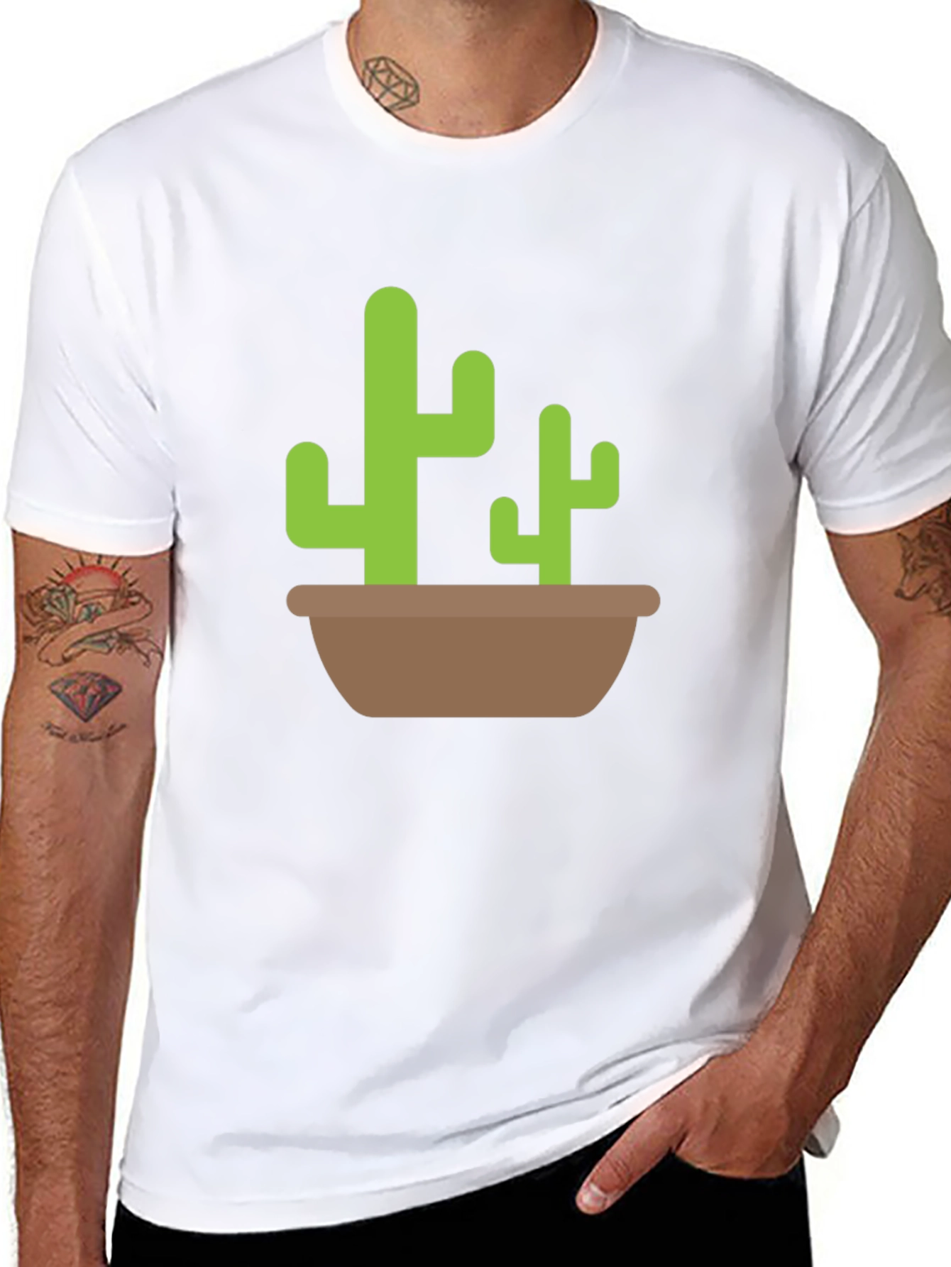 Black Cactus Graphic Tee - Black Casual T-Shirt view 8
