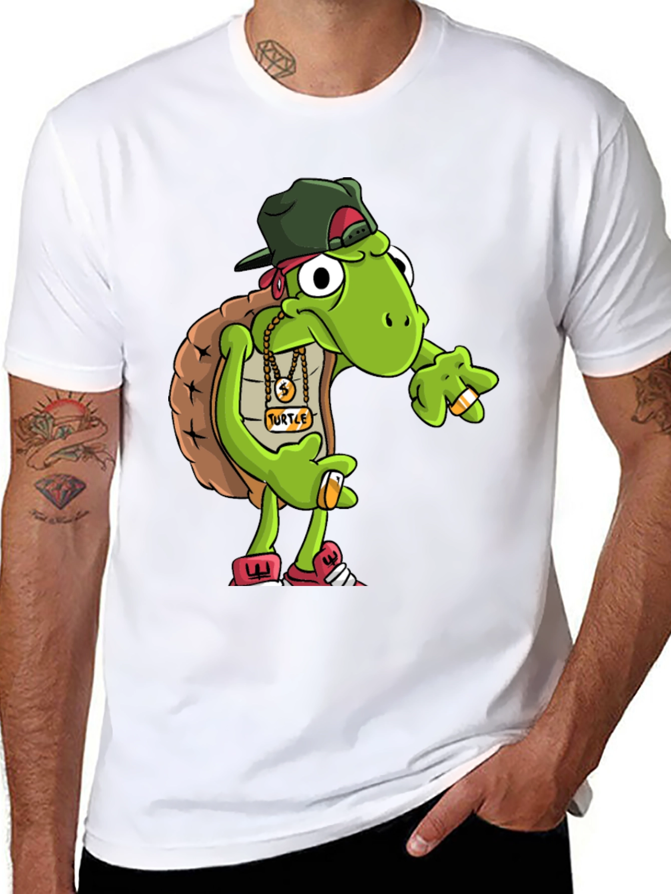 Black Gangster Turtle Graphic Tee view 8