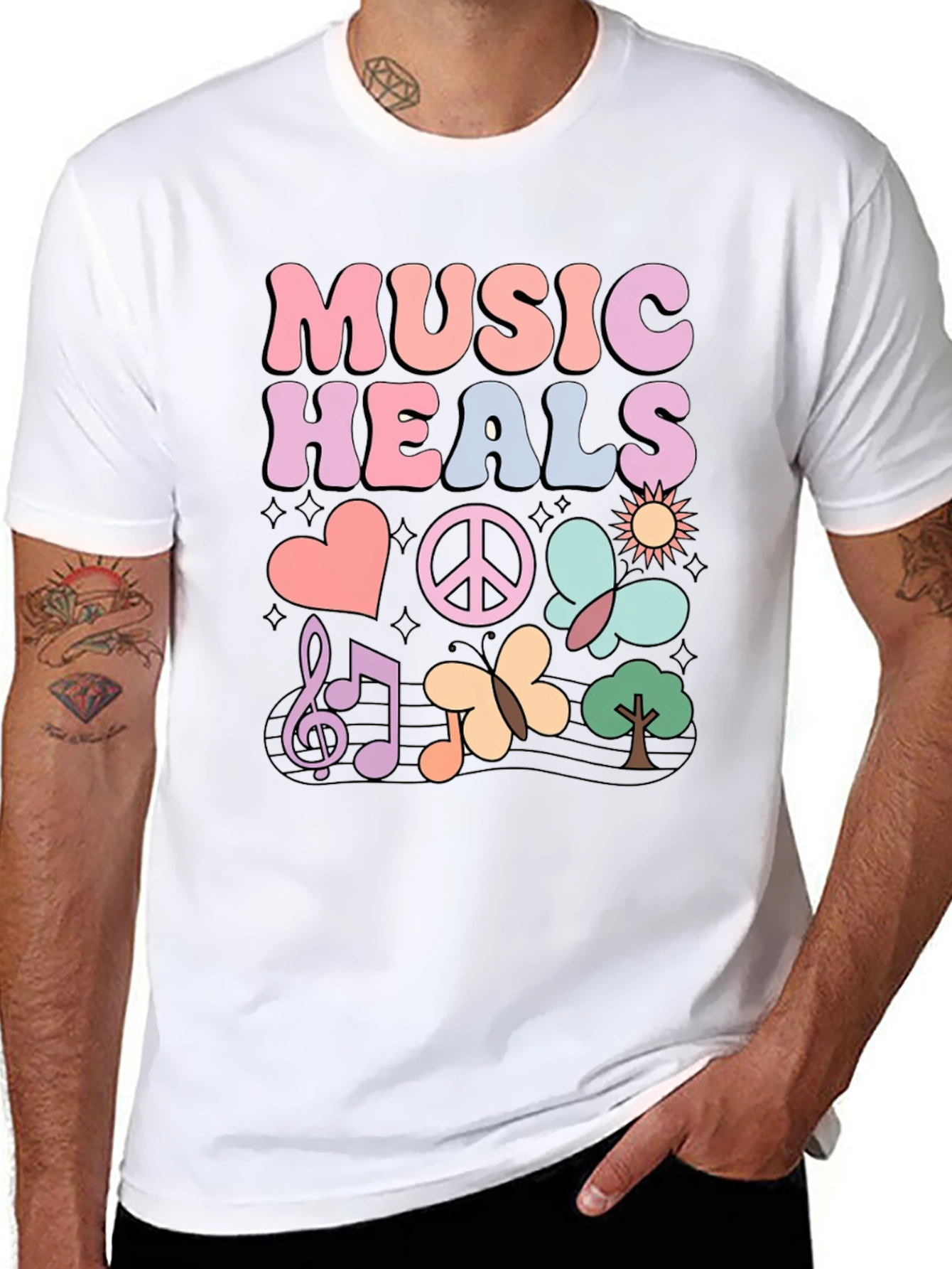 Black Music Heals Graphic T-Shirt - Casual Comfort view 8