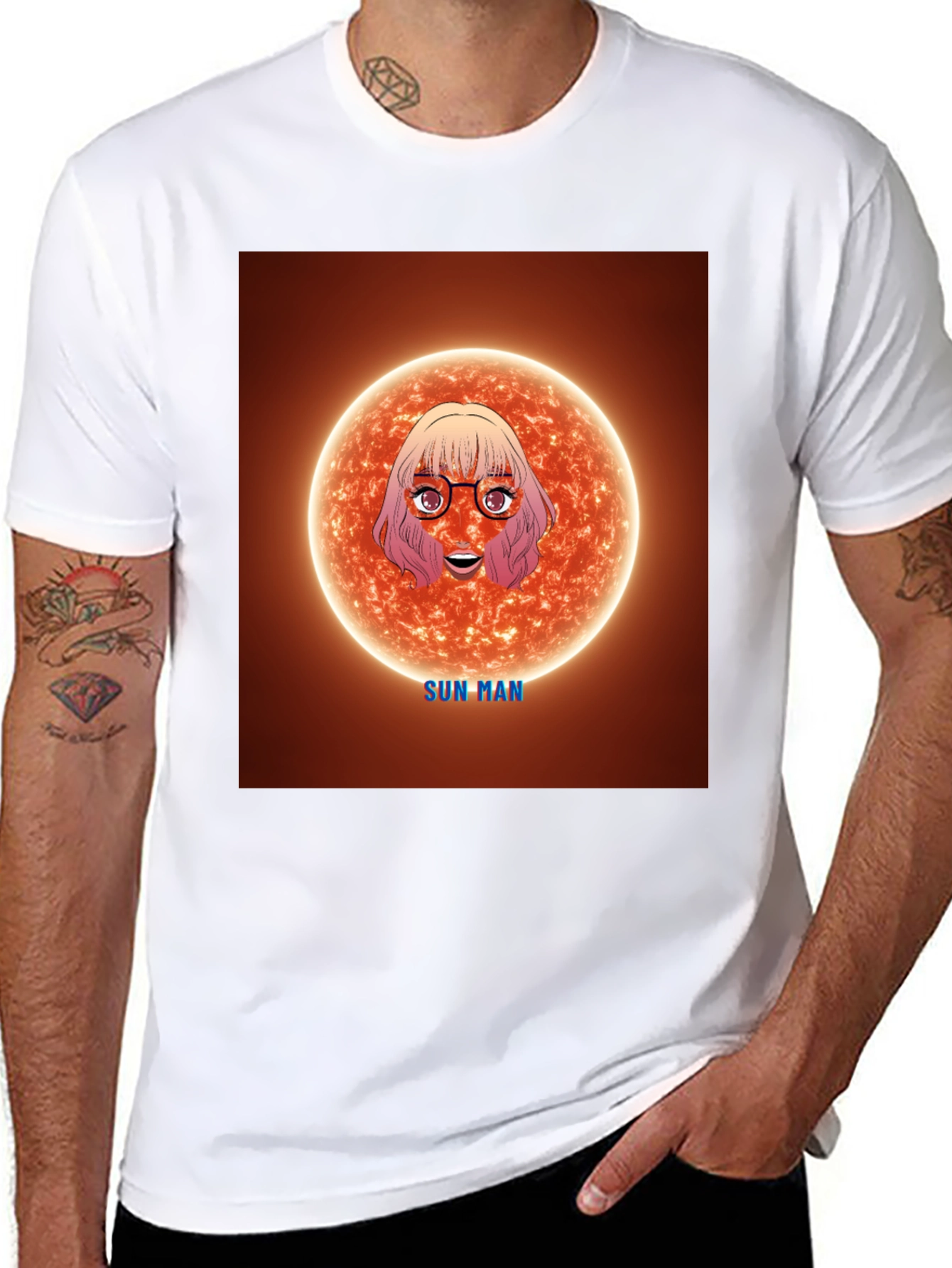 Black Sun Man Graphic Tee - Unique Cartoon Design view 8