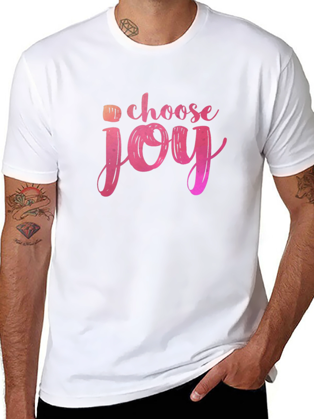 Black Choose Joy Graphic Tee - Black Short Sleeve T-Shirt view 8