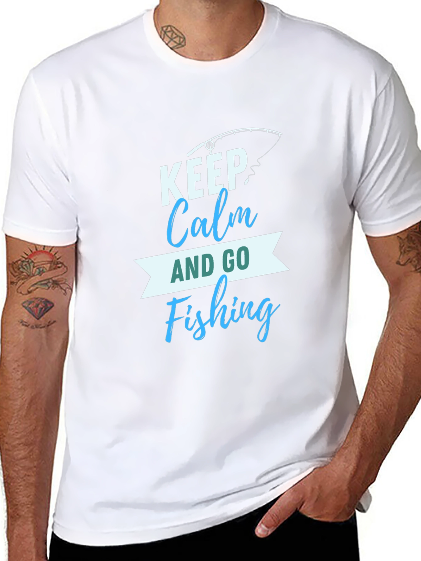 Black Keep Calm and Go Fishing Graphic T-Shirt view 8