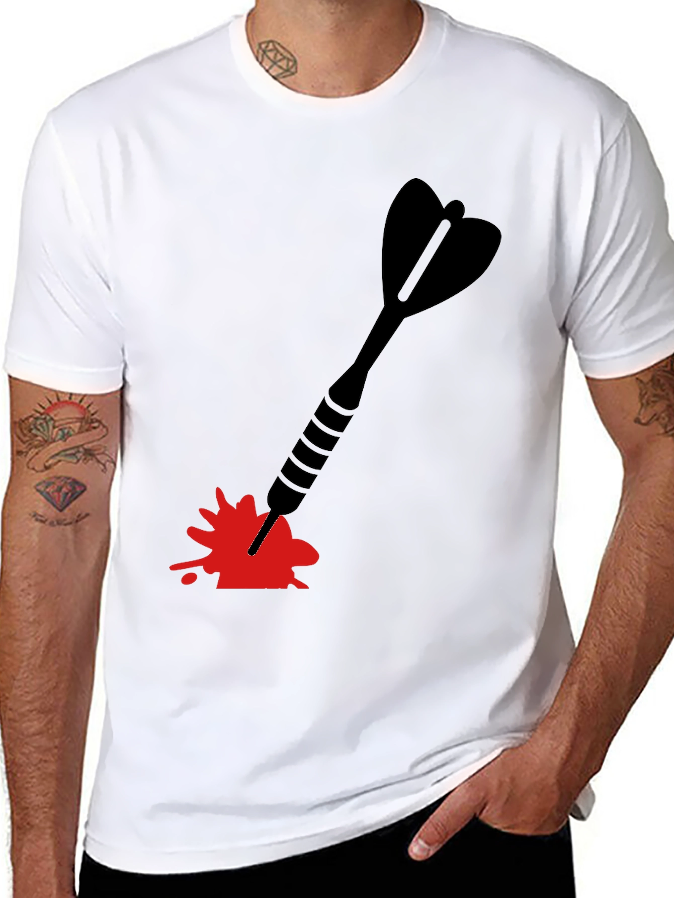 Black Dart in Blood T-Shirt - Unique Graphic Tee view 8